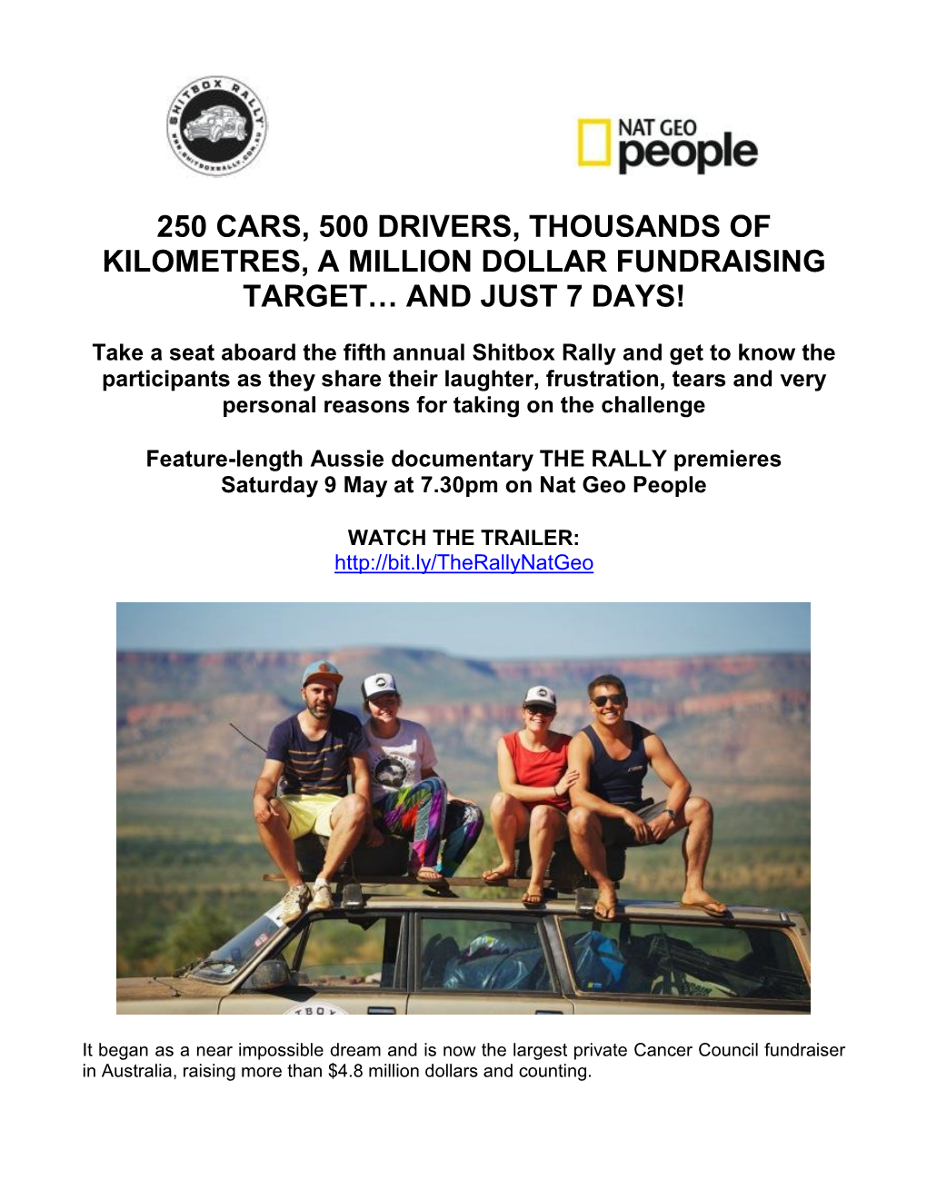 250 Cars, 500 Drivers, Thousands of Kilometres, a Million Dollar Fundraising Target… and Just 7 Days!