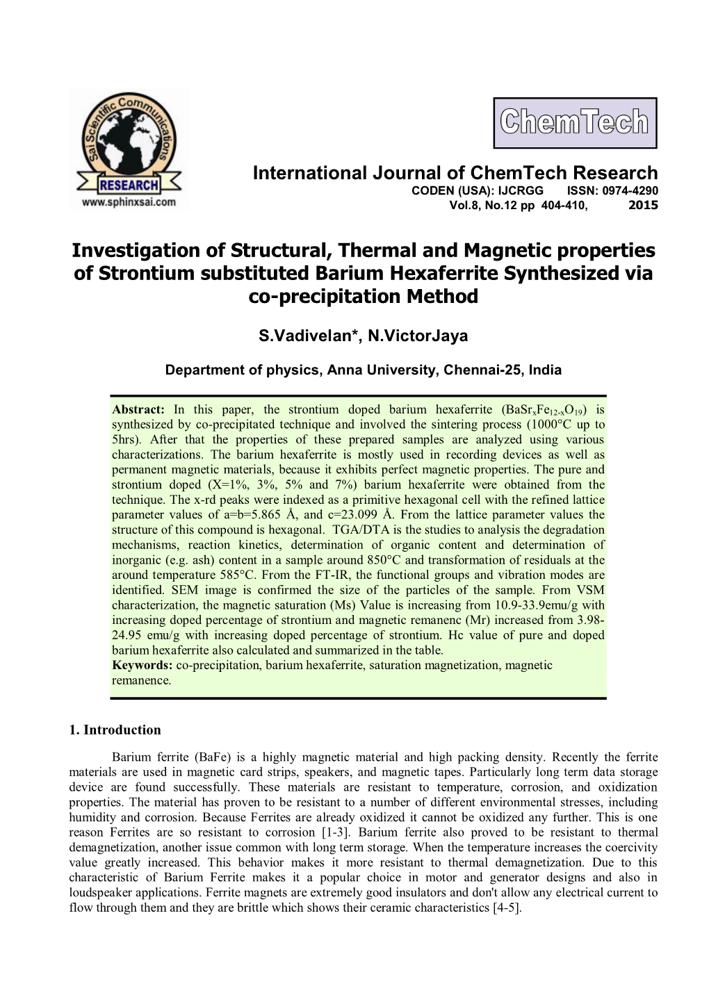 Investigation of Structural, Thermal and Magnetic Properties of Strontium Substituted Barium Hexaferrite Synthesized Via Co-Precipitation Method