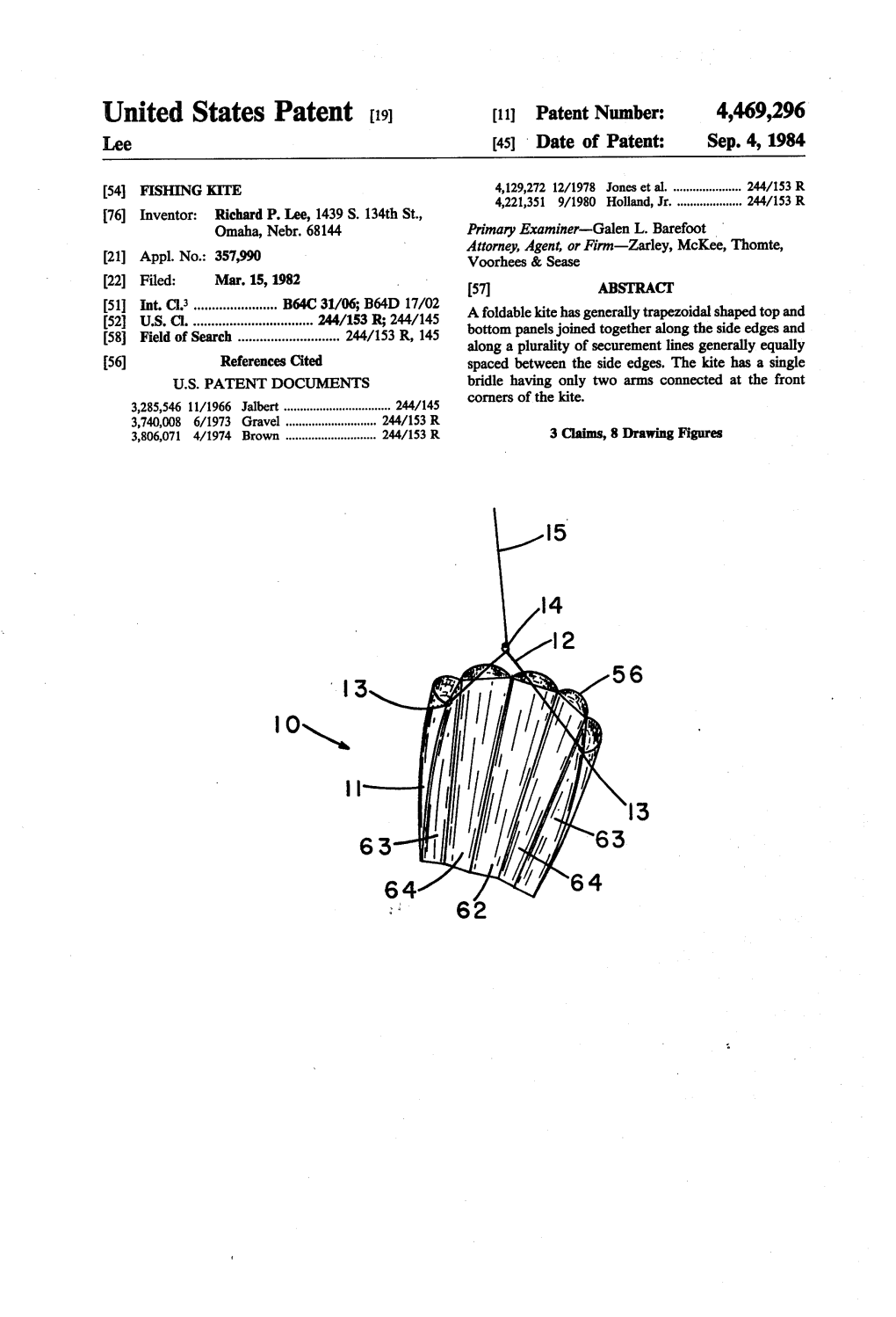 United States Patent (19) 11 Patent Number: 4,469,296 Lee (45) Date of Patent: Sep