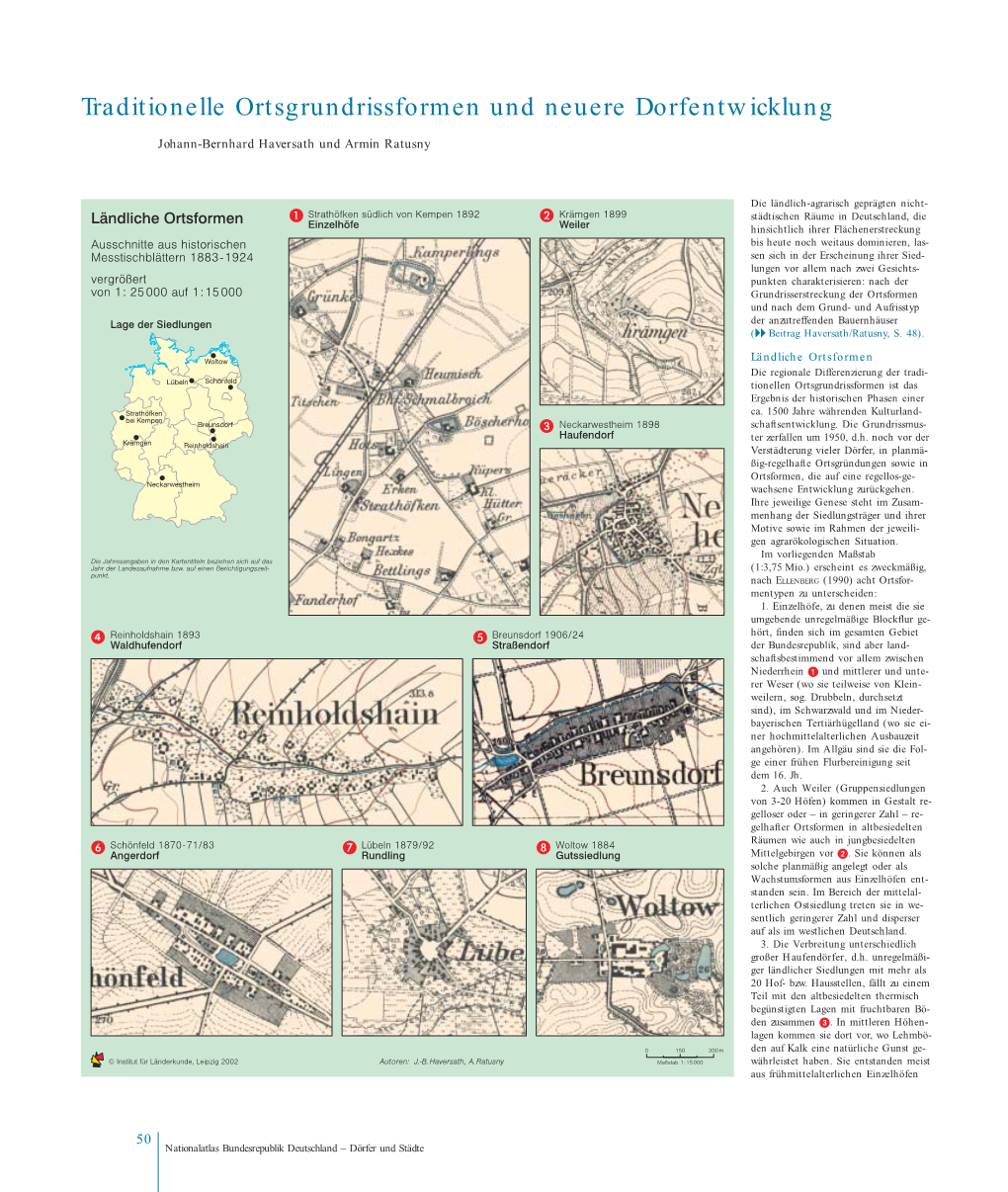 Traditionelle Ortsgrundrissformen Und Neuere Dorfentwicklung