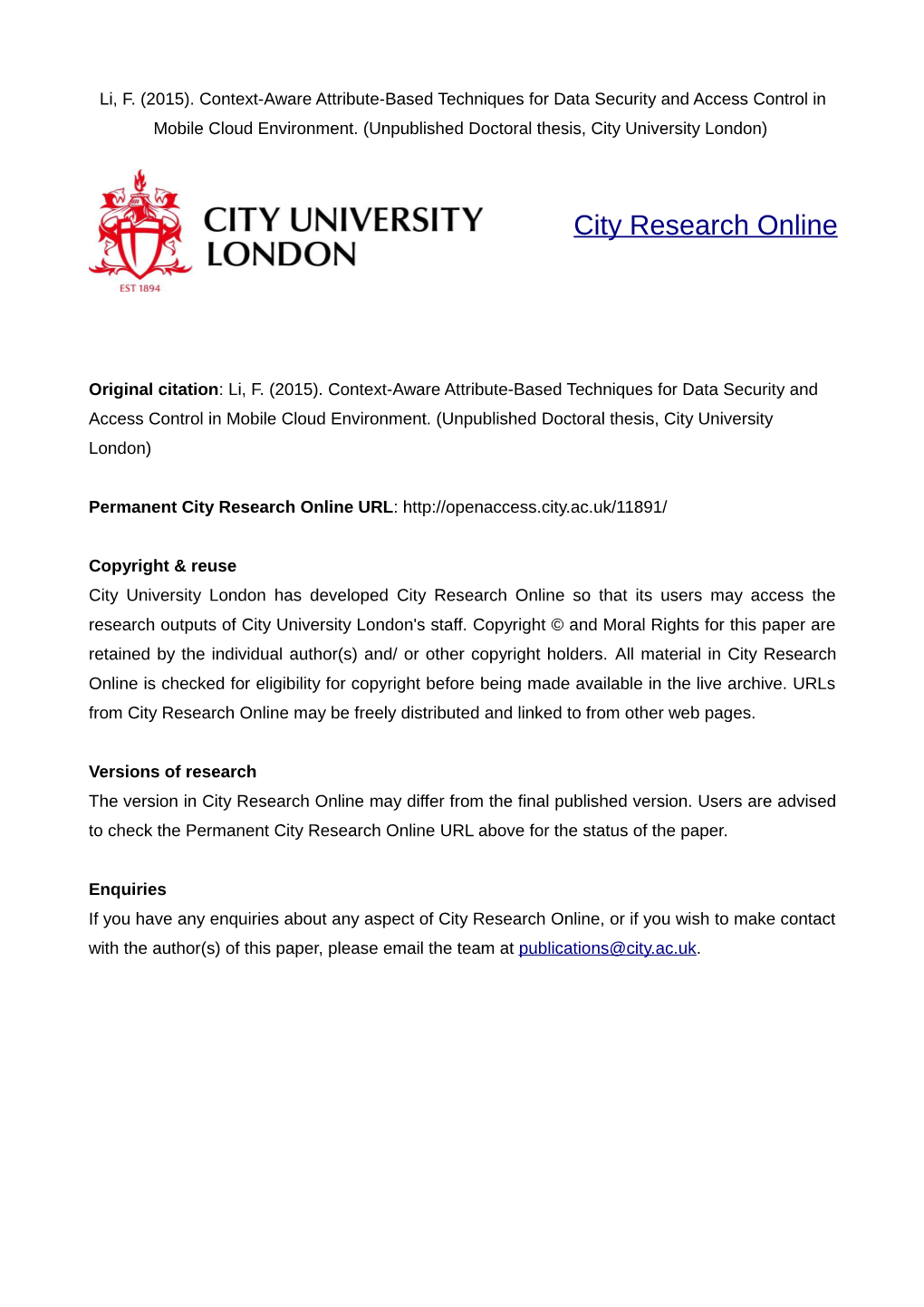 City Research Online