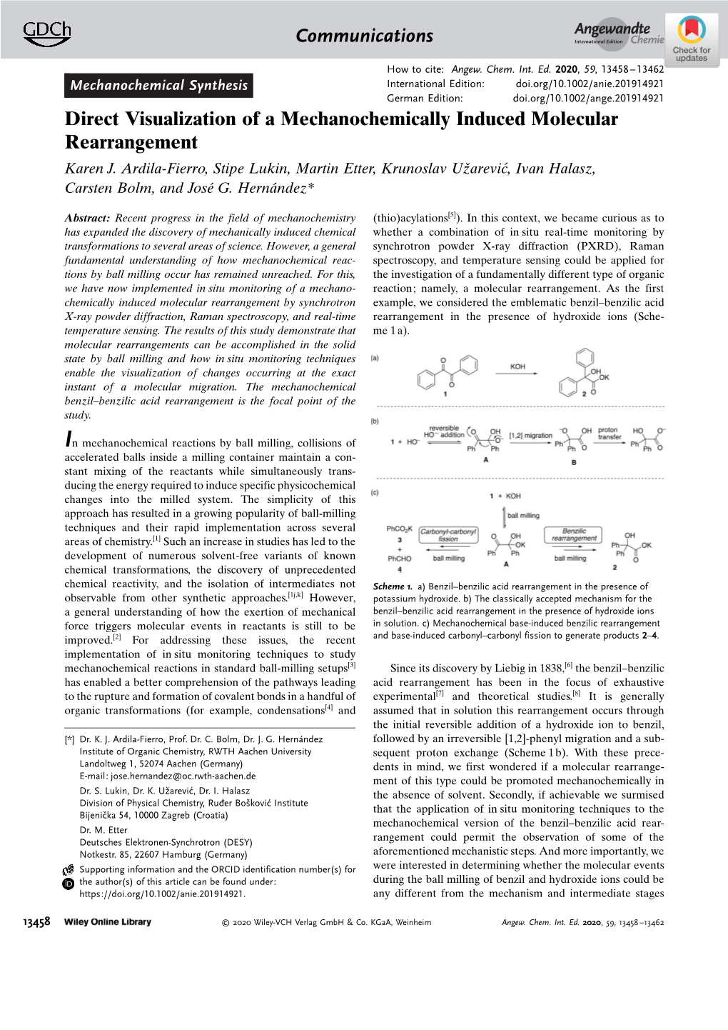 Direct Visualization of a Mechanochemically Induced Molecular Rearrangement Karen J