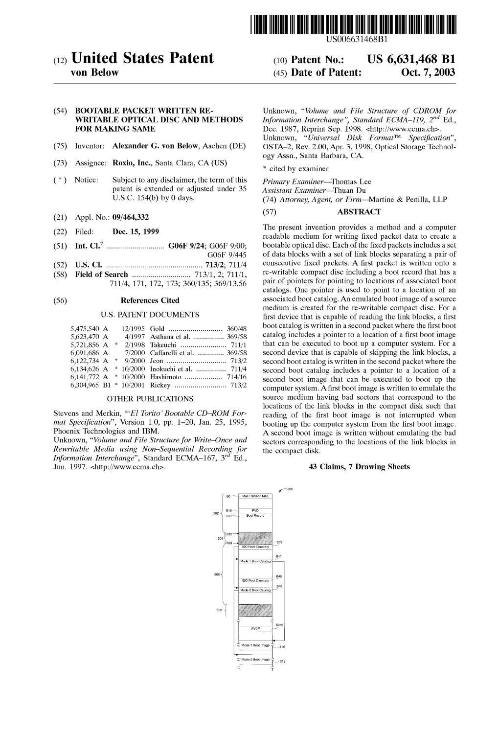 (12) United States Patent (10) Patent No.: US 6,631,468 B1 Von Below (45) Date of Patent: Oct