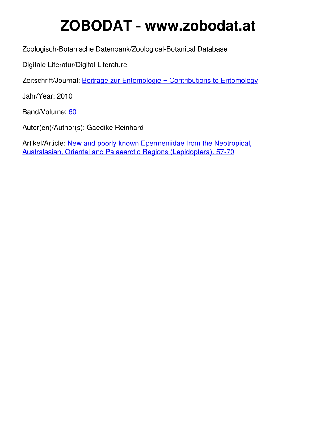 New and Poorly Known Epermeniidae from the Neotropical, Australasian, Oriental and Palaearctic Regions (Lepidoptera)