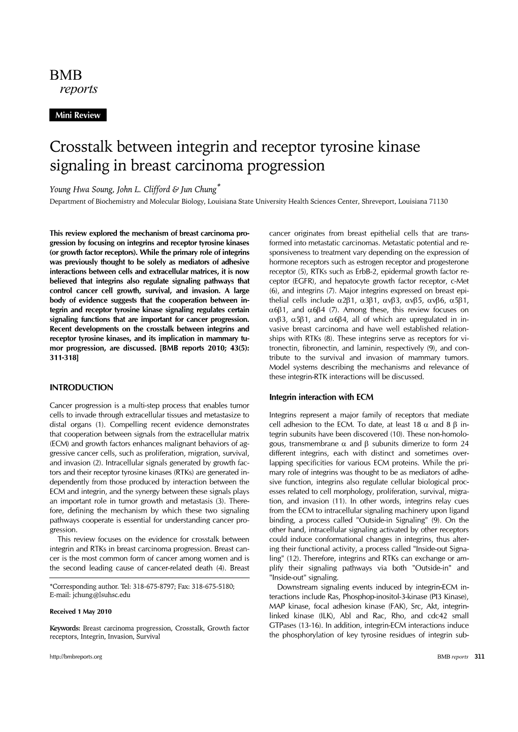 Crosstalk Between Integrin and Receptor Tyrosine Kinase Signaling in Breast Carcinoma Progression