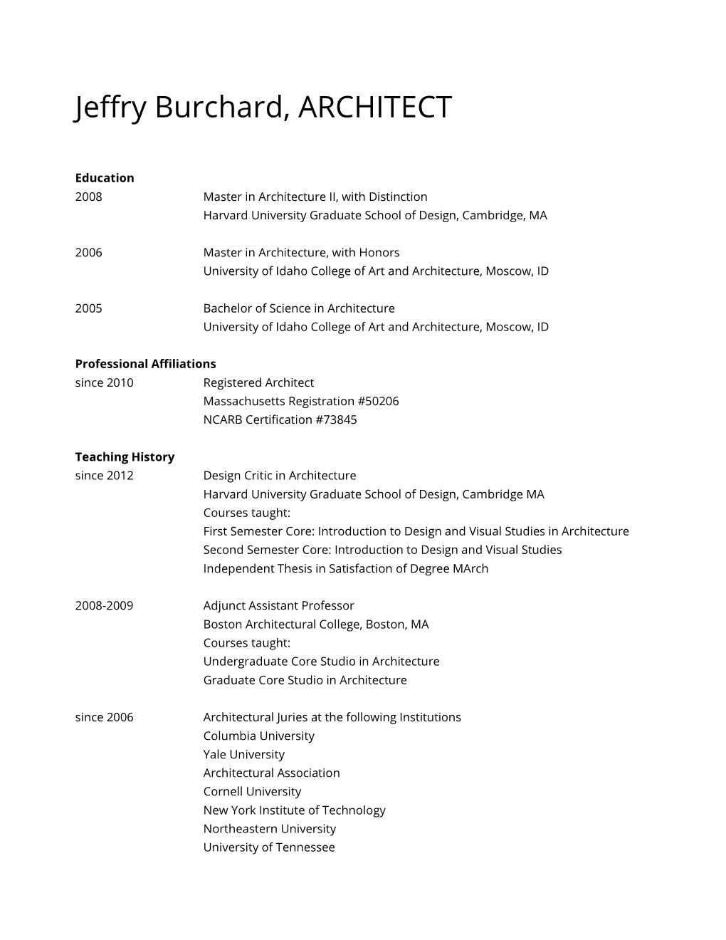 Jeffry Burchard, ARCHITECT