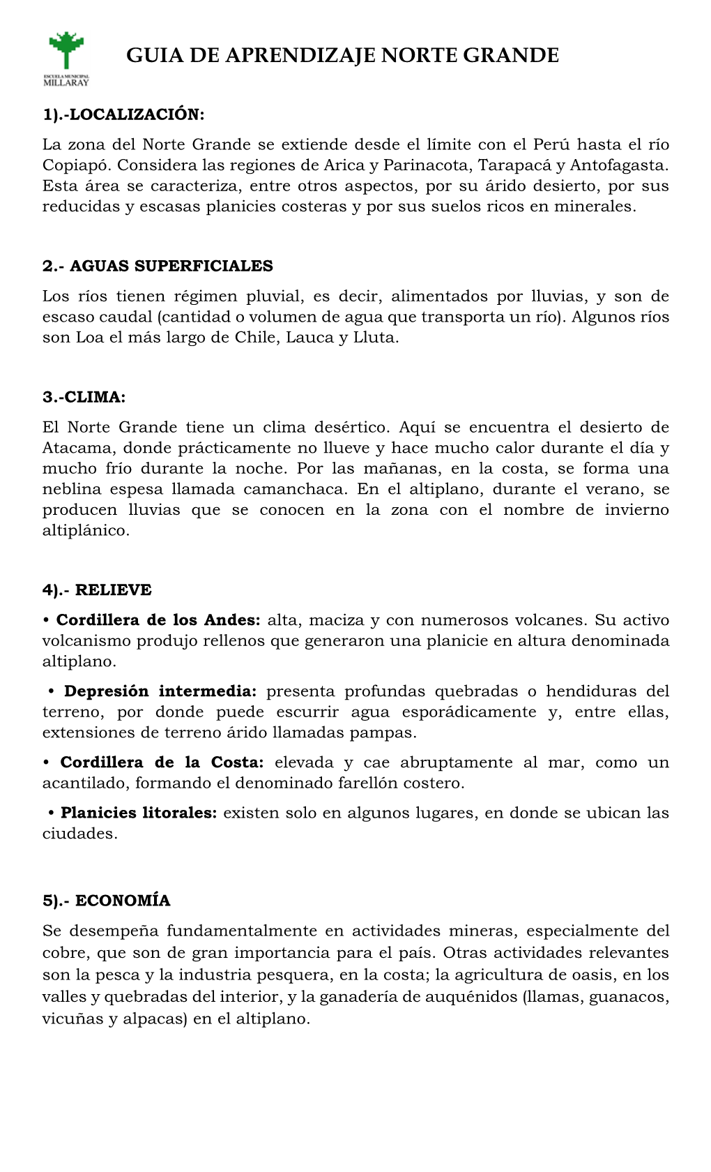 Guia De Aprendizaje Norte Grande
