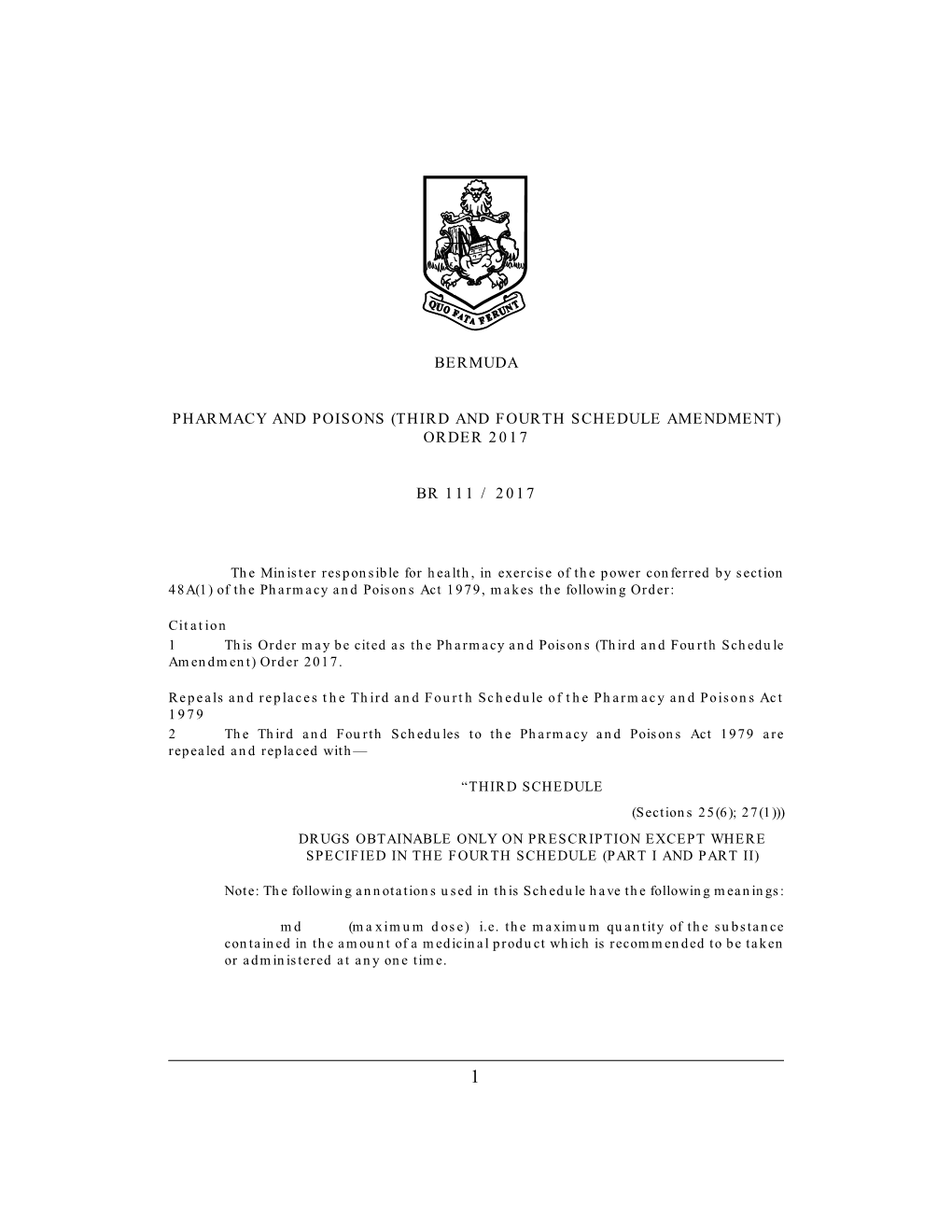 Pharmacy and Poisons (Third and Fourth Schedule Amendment) Order 2017