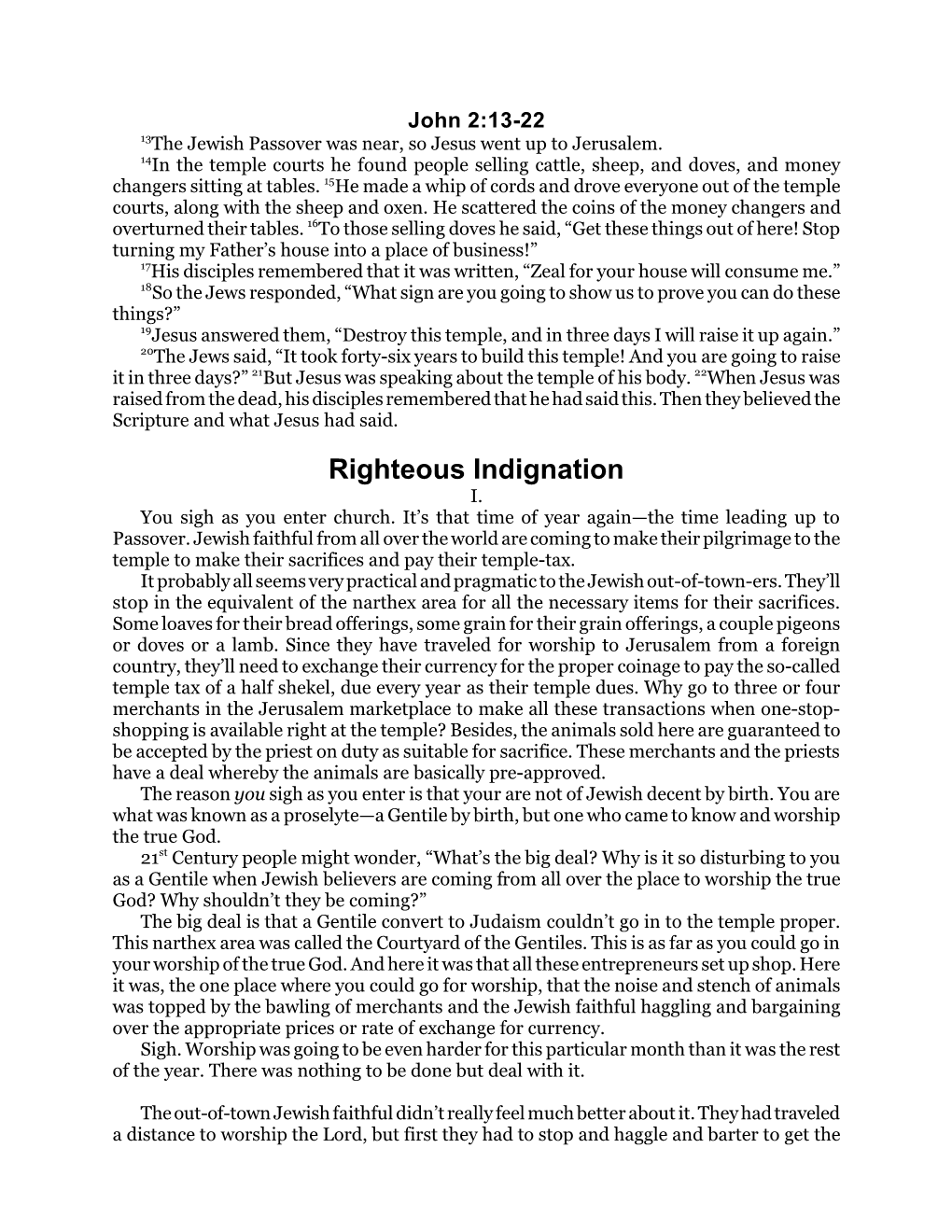 Righteous Indignation I