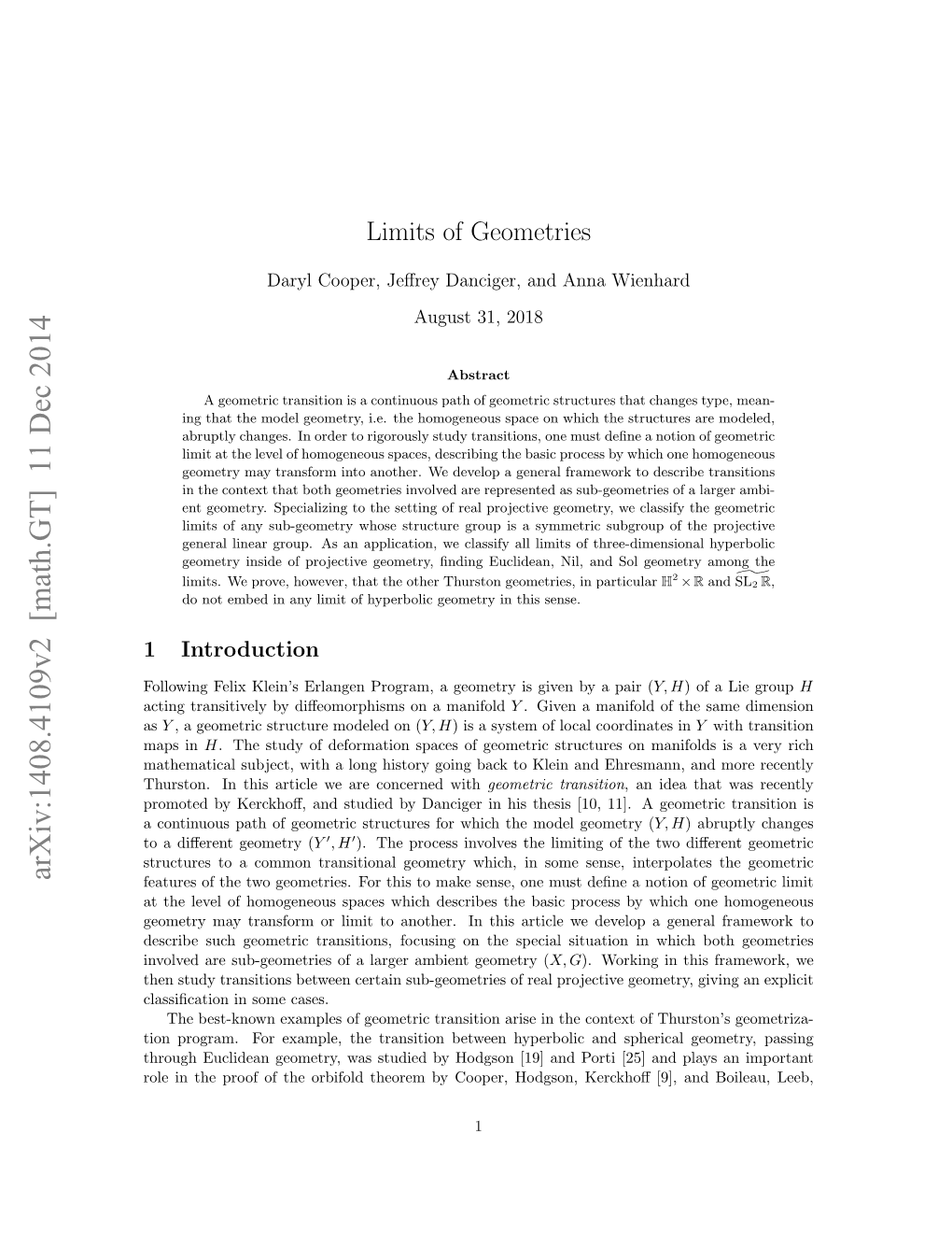 Limits of Geometries