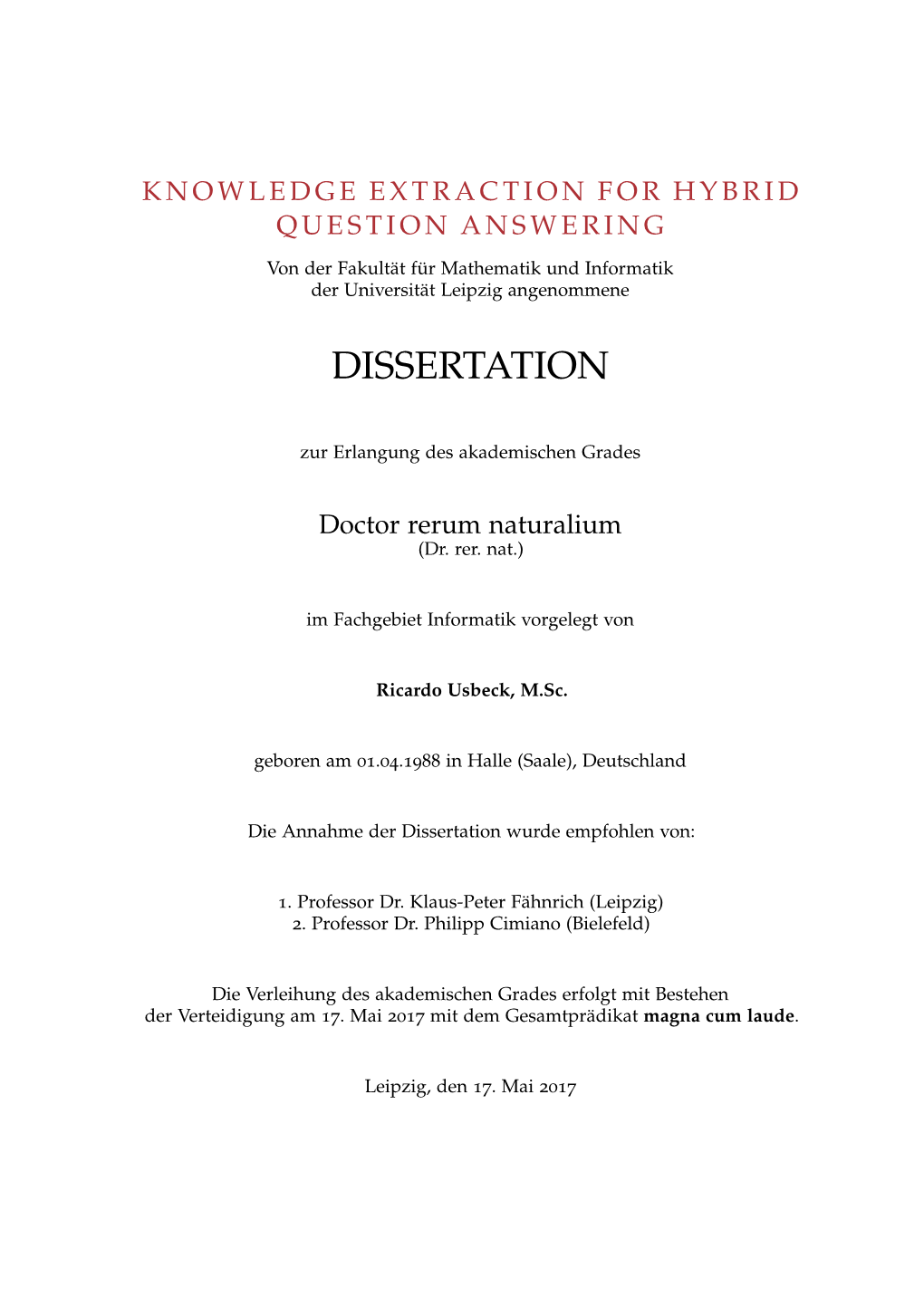 Knowledge Extraction for Hybrid Question Answering