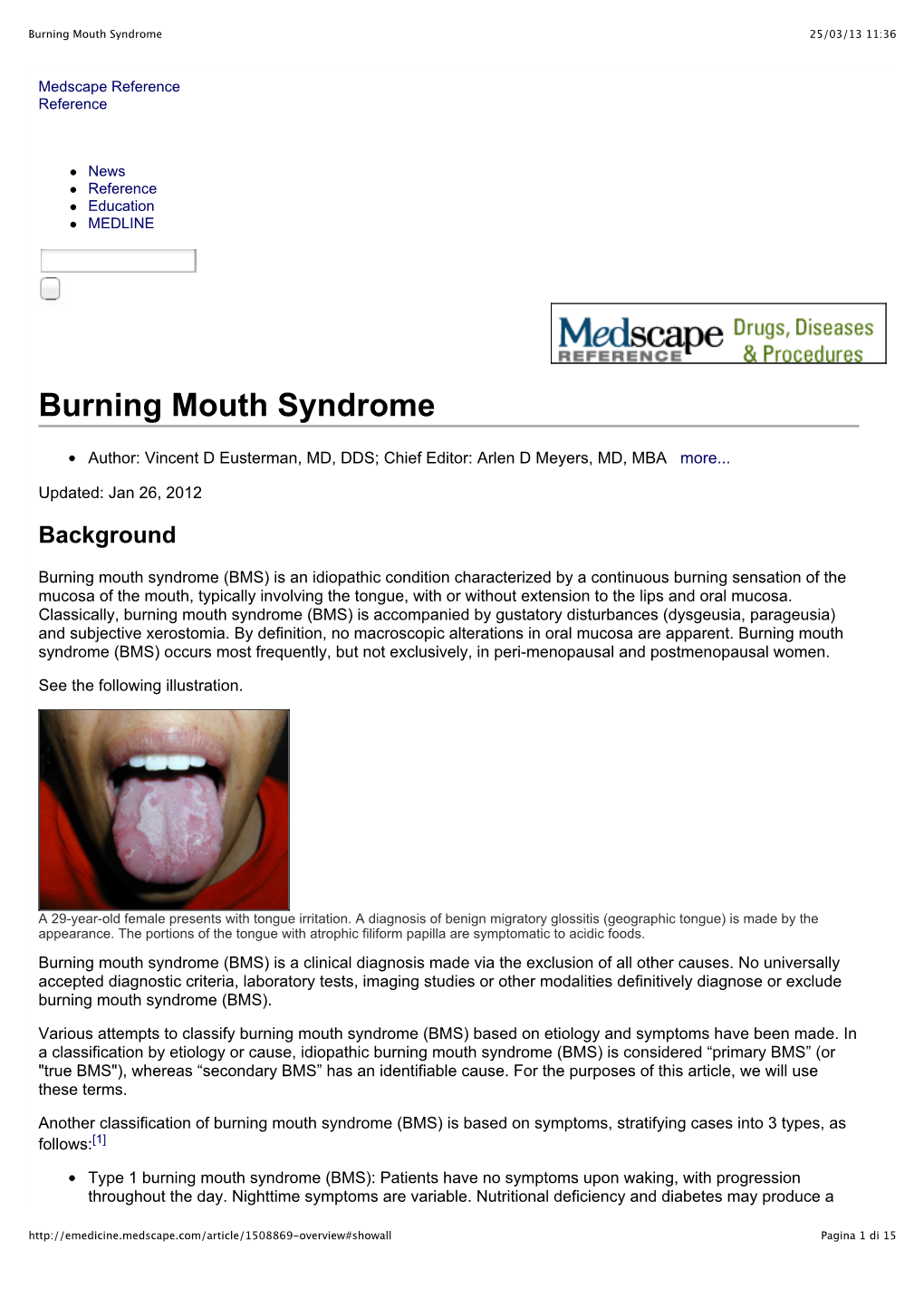 Burning Mouth Syndrome 25/03/13 11:36
