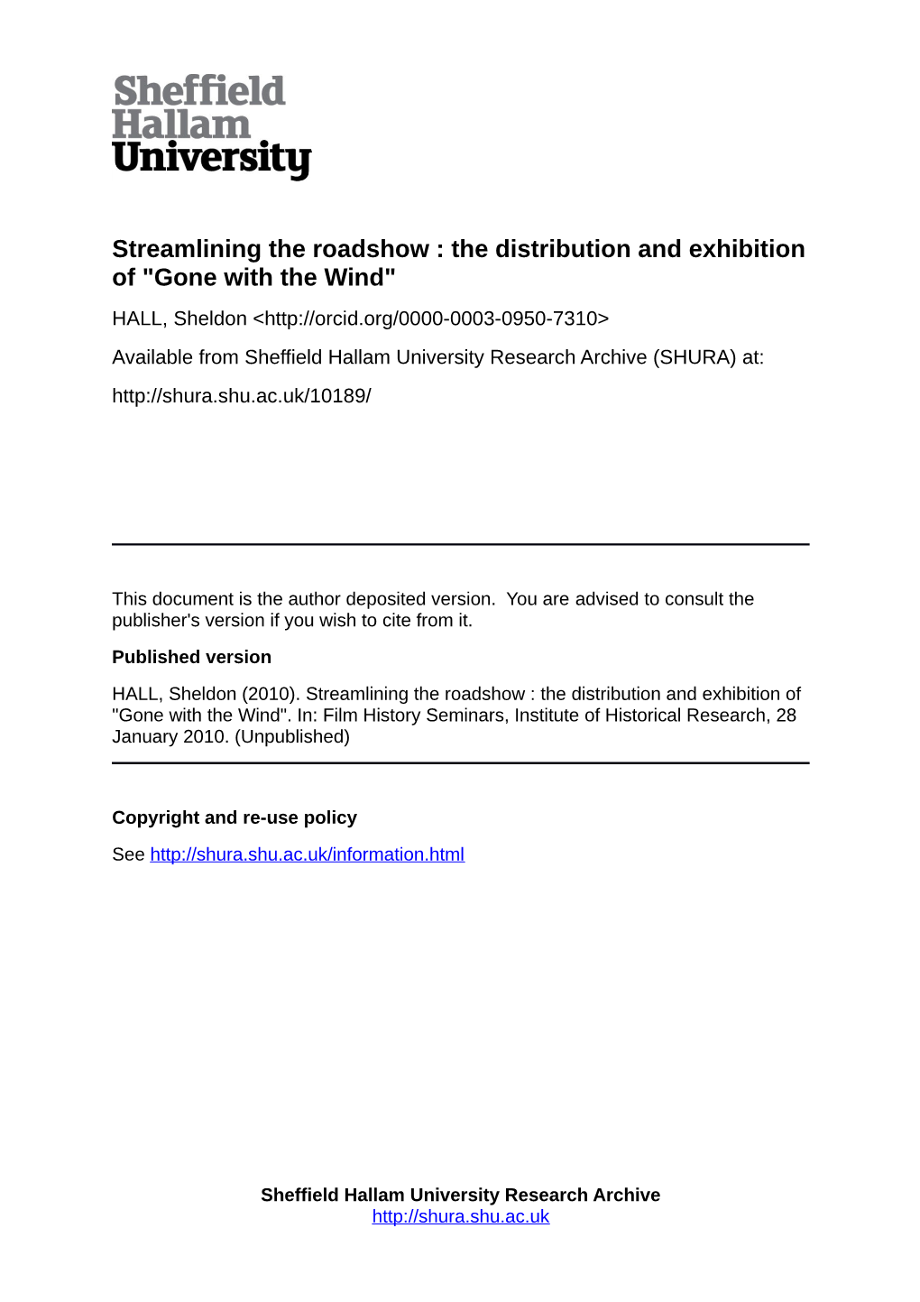 Streamlining the Roadshow : the Distribution and Exhibition of 