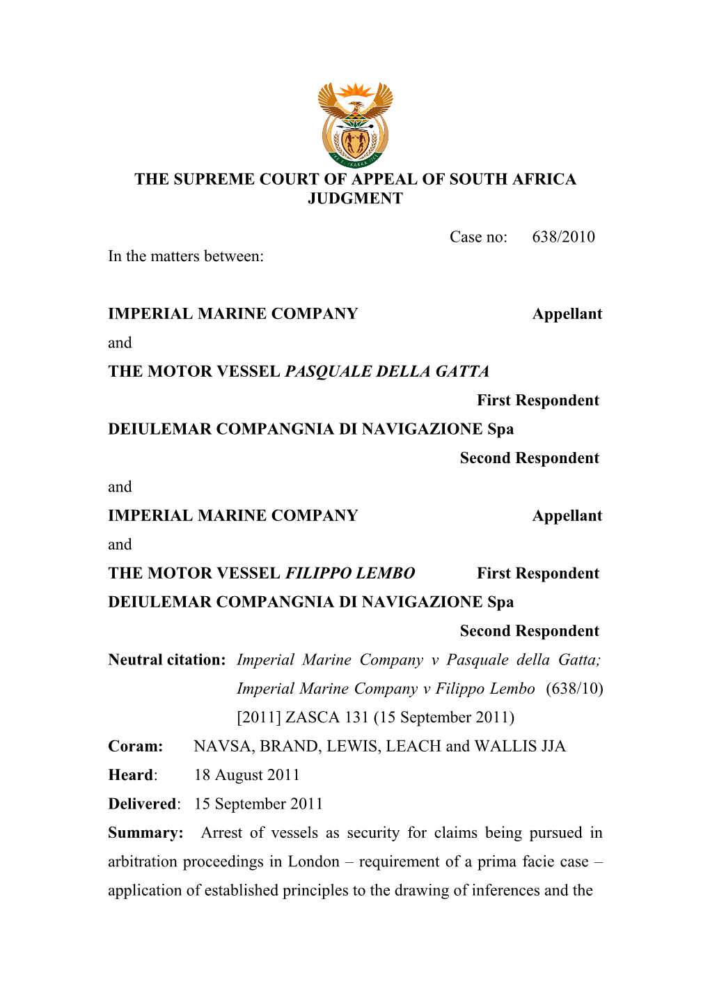 The Supreme Court of Appeal of South Africa s8