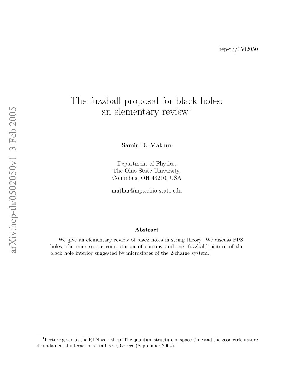 The Fuzzball Proposal for Black Holes: an Elementary Review