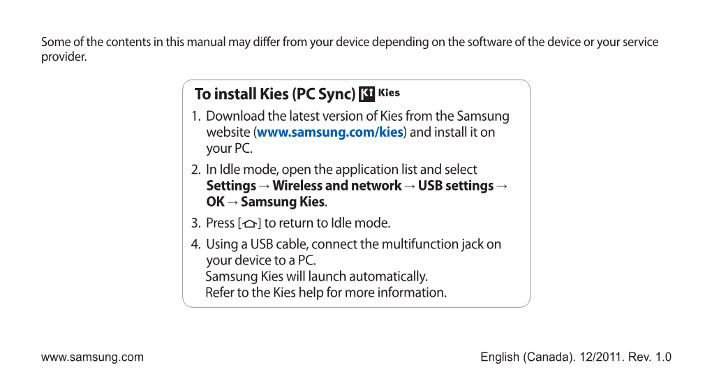 To Install Kies (PC Sync) 1