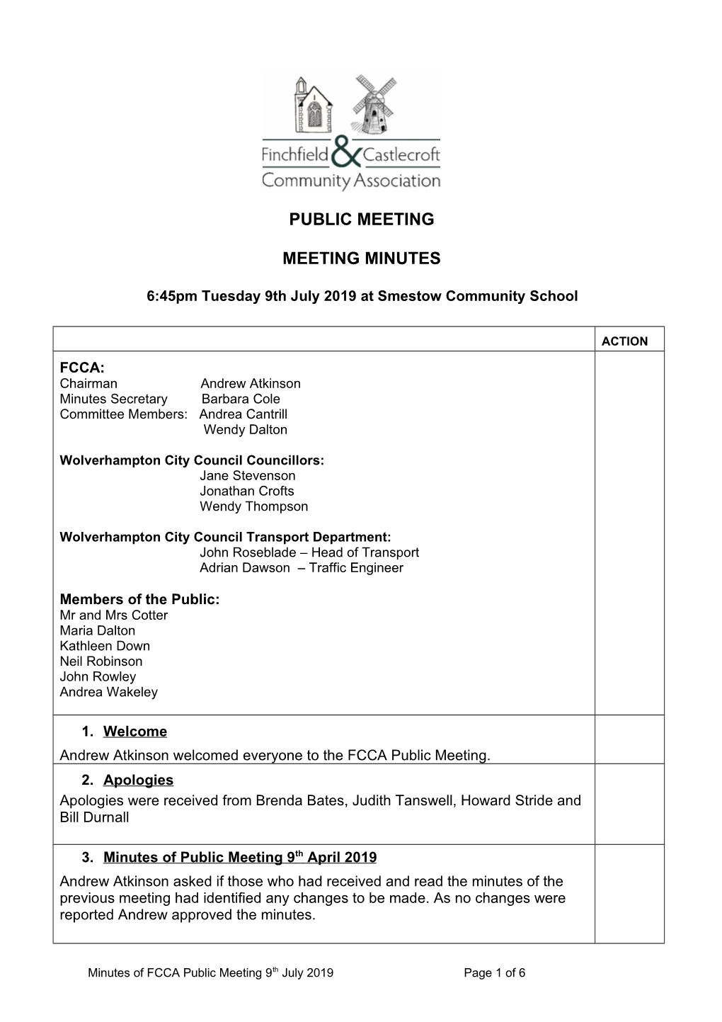 Public Meeting Meeting Minutes