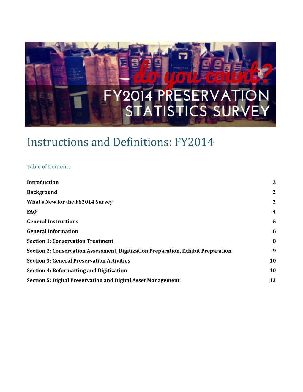 Instructions and Dehinitions: FY2014