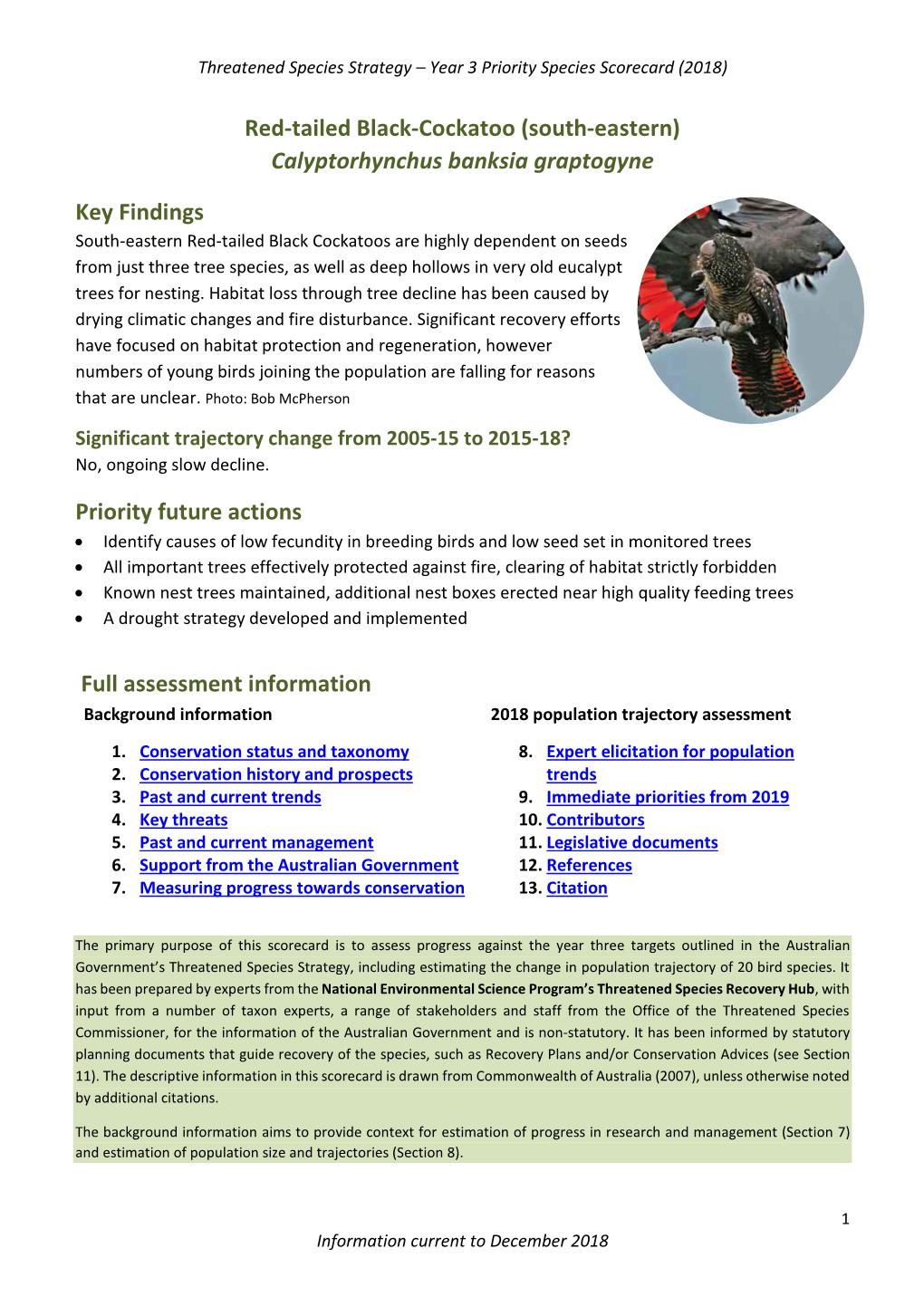 Year 3 Priority Species Scorecard (2018)