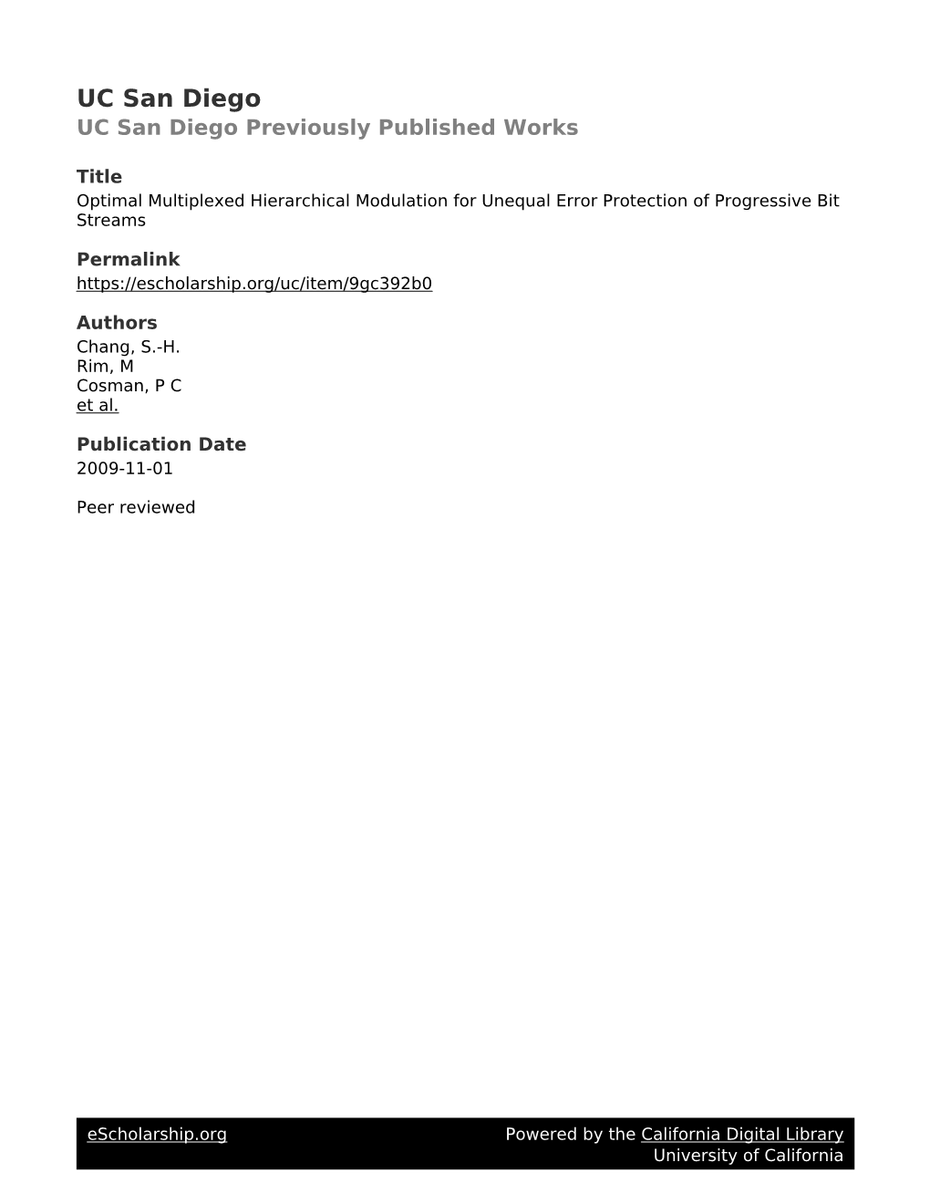 Optimal Multiplexed Hierarchical Modulation for Unequal Error Protection of Progressive Bit Streams