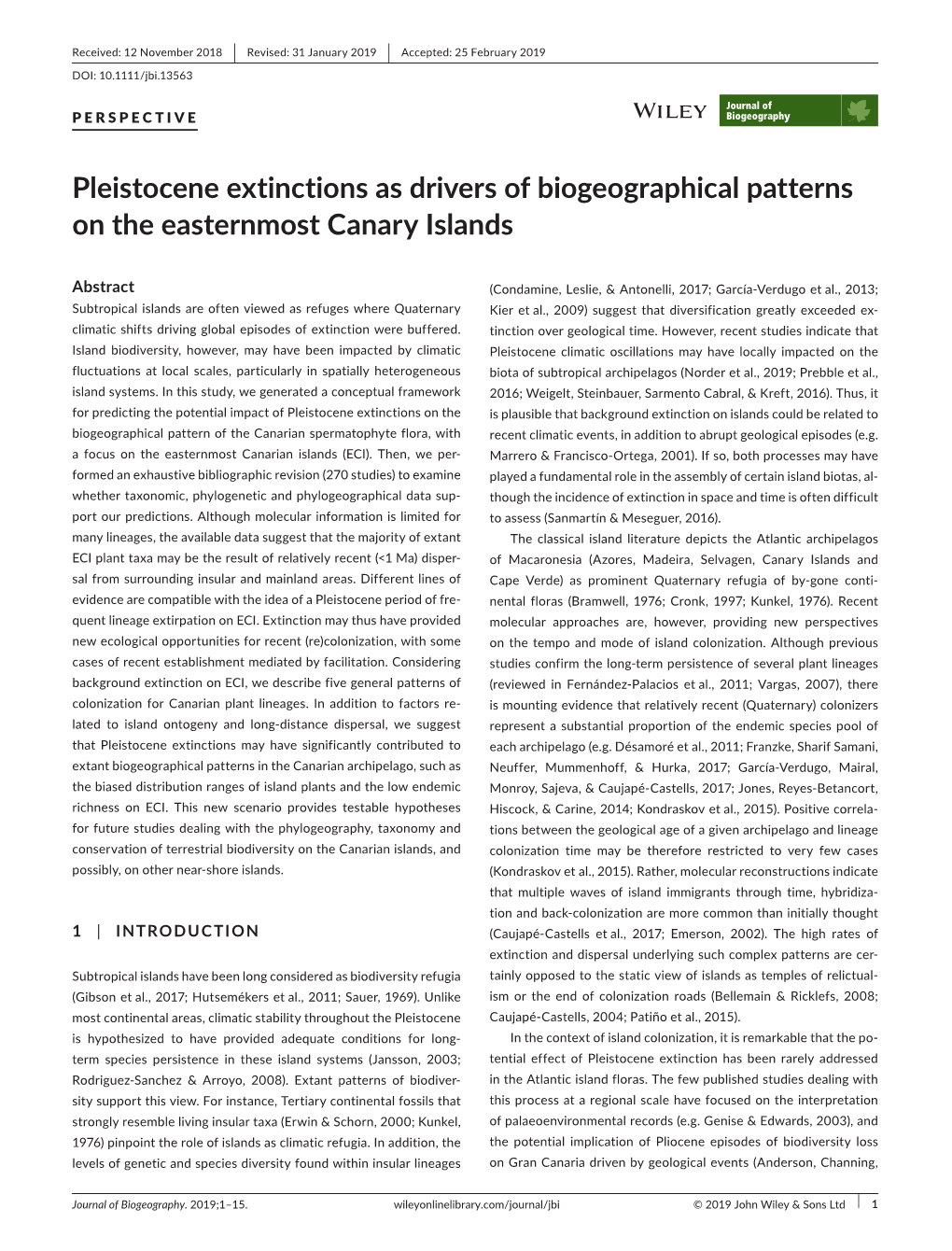 Pleistocene Extinctions As Drivers of Biogeographical Patterns on the Easternmost Canary Islands