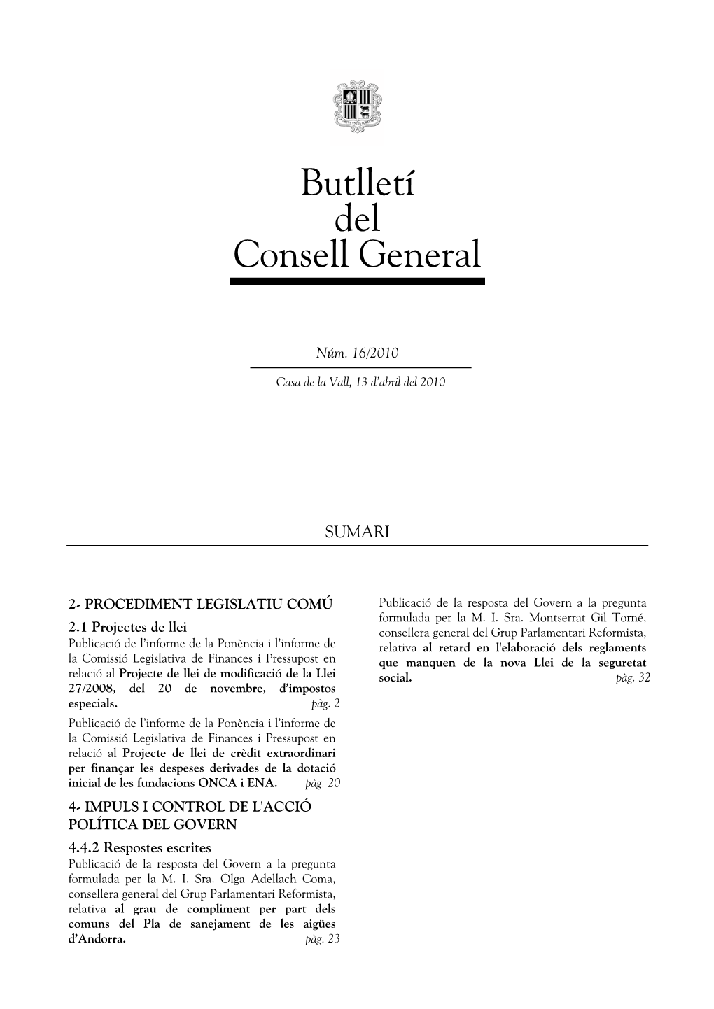 Butlletí Del Consell General