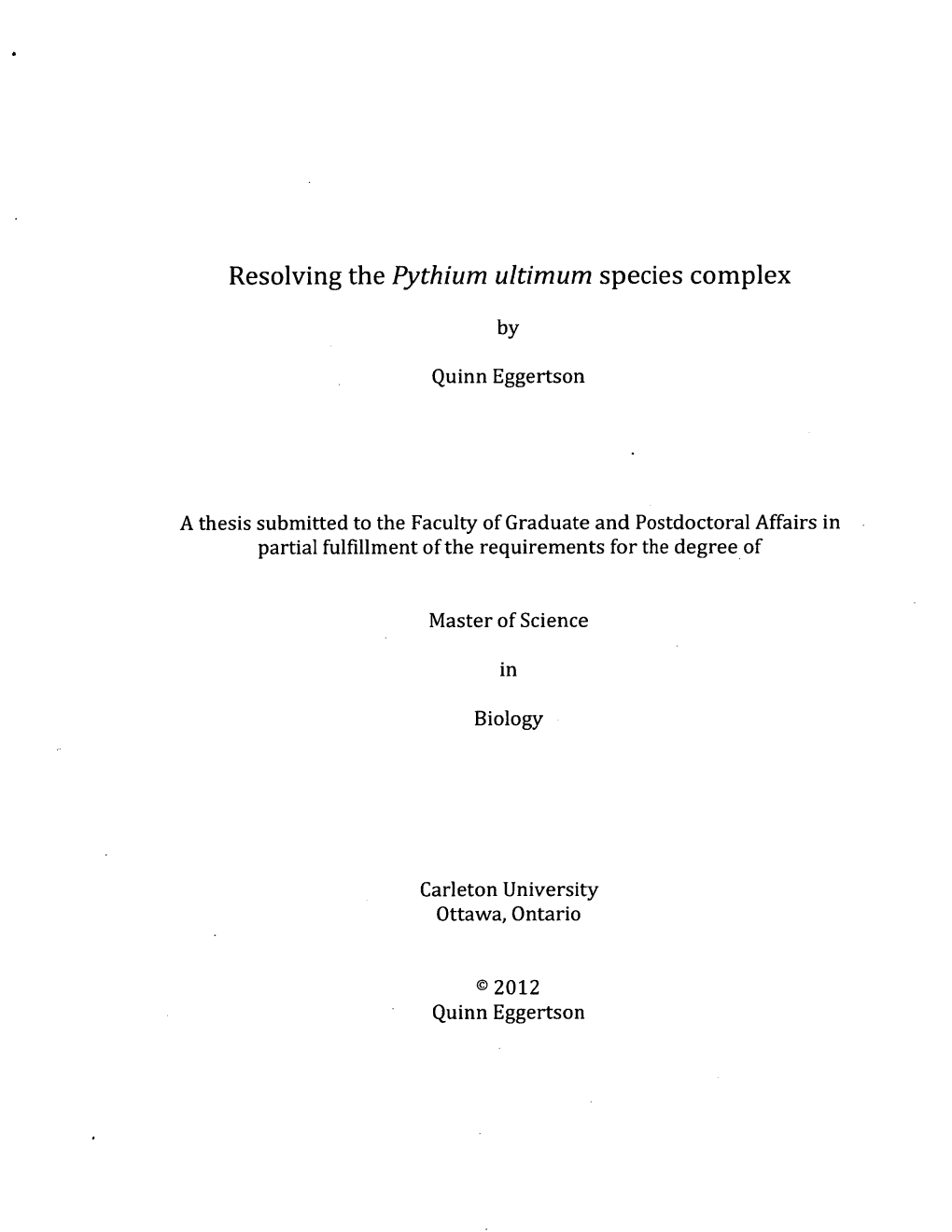 Pythium Ultimum Species Complex