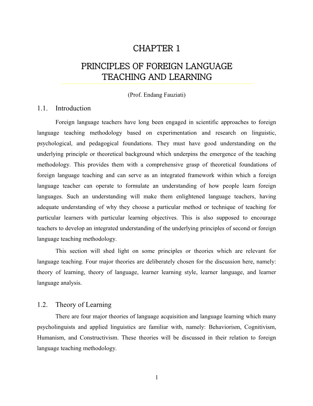 Principles of Foreign Language Teaching and Learning