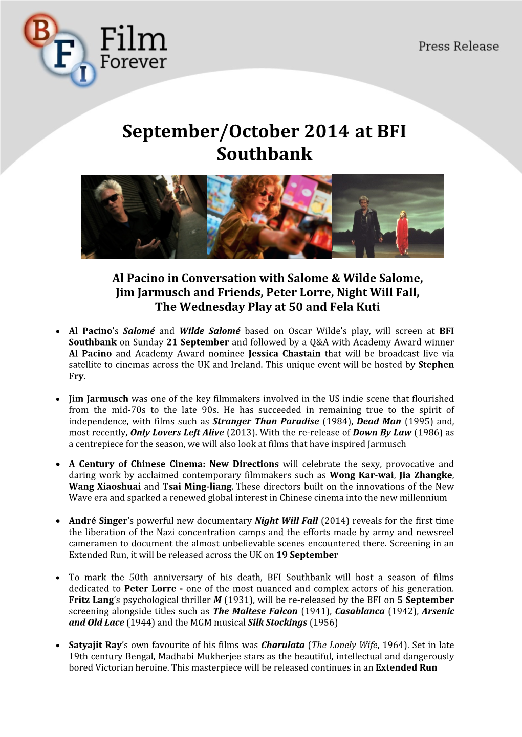 September/October 2014 at BFI Southbank