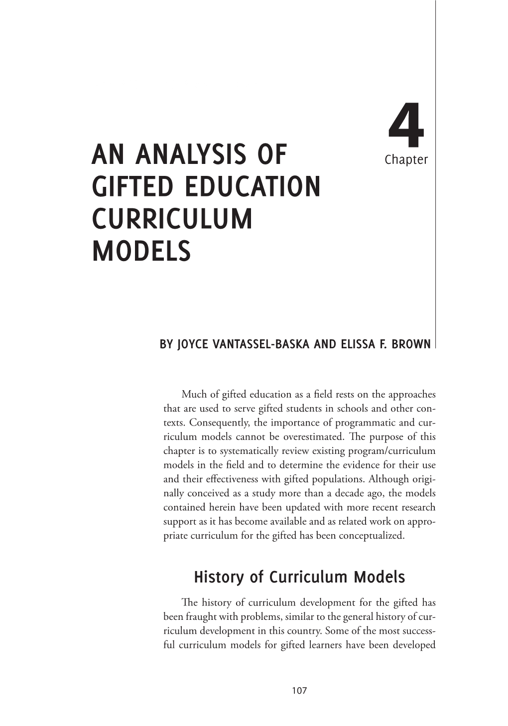 An Analysis of Gifted Education Curriculum