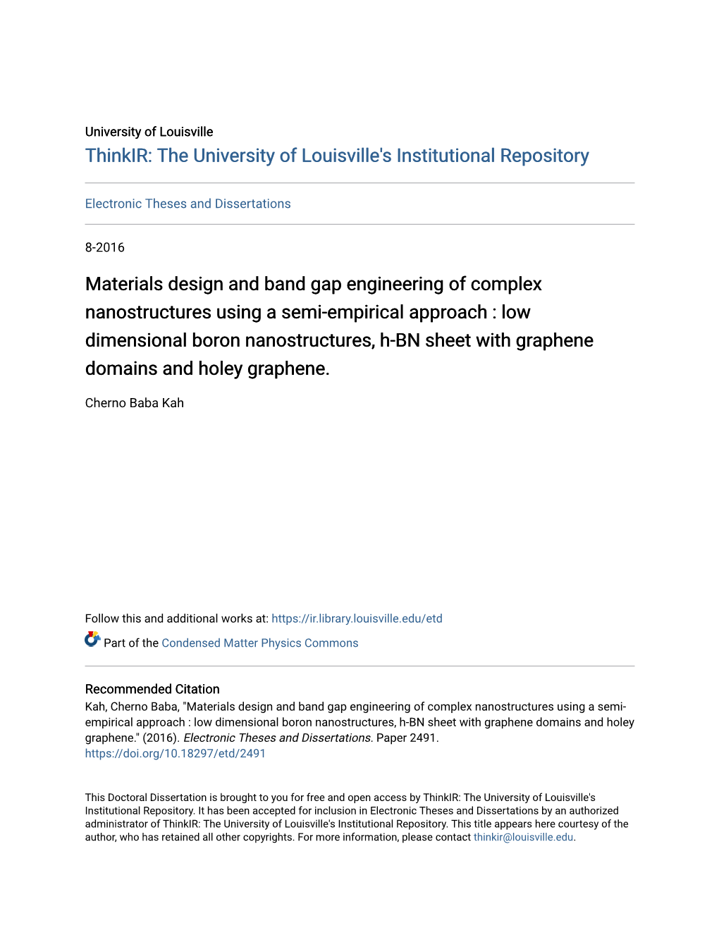 Materials Design and Band Gap Engineering of Complex