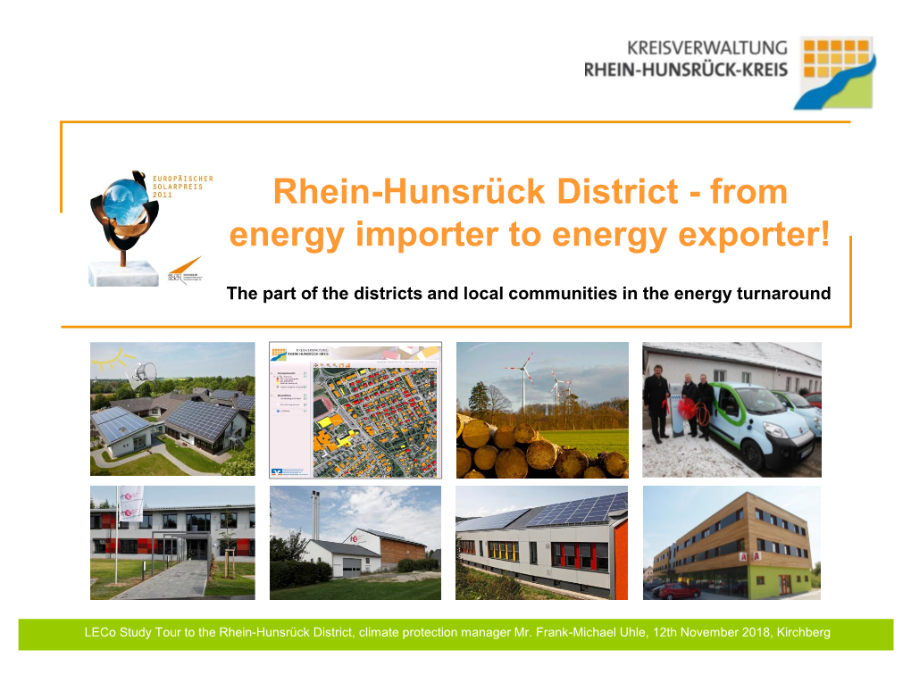 Rhein-Hunsrück District - from Energy Importer to Energy Exporter!