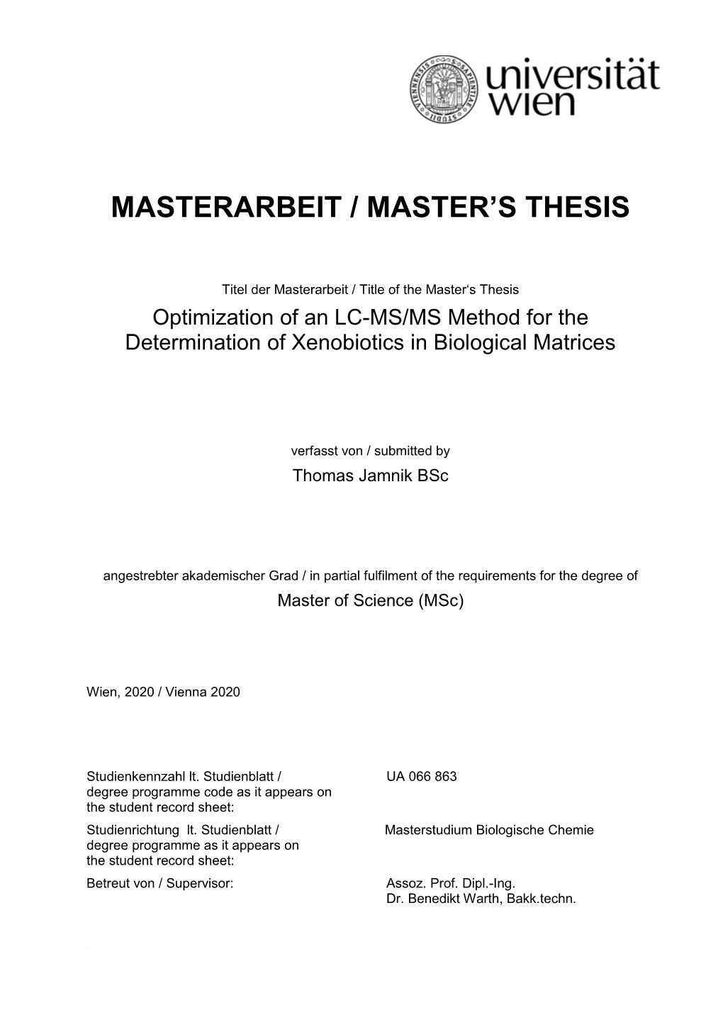 Masterarbeit / Master's Thesis