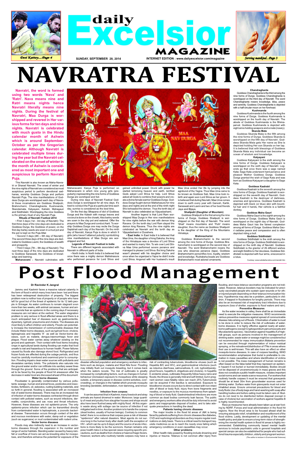 Post Flood Management Dr Ravinder K Jangral Flooding, and Mass Tetanus Vaccination Programs Are Not Indi- Cated