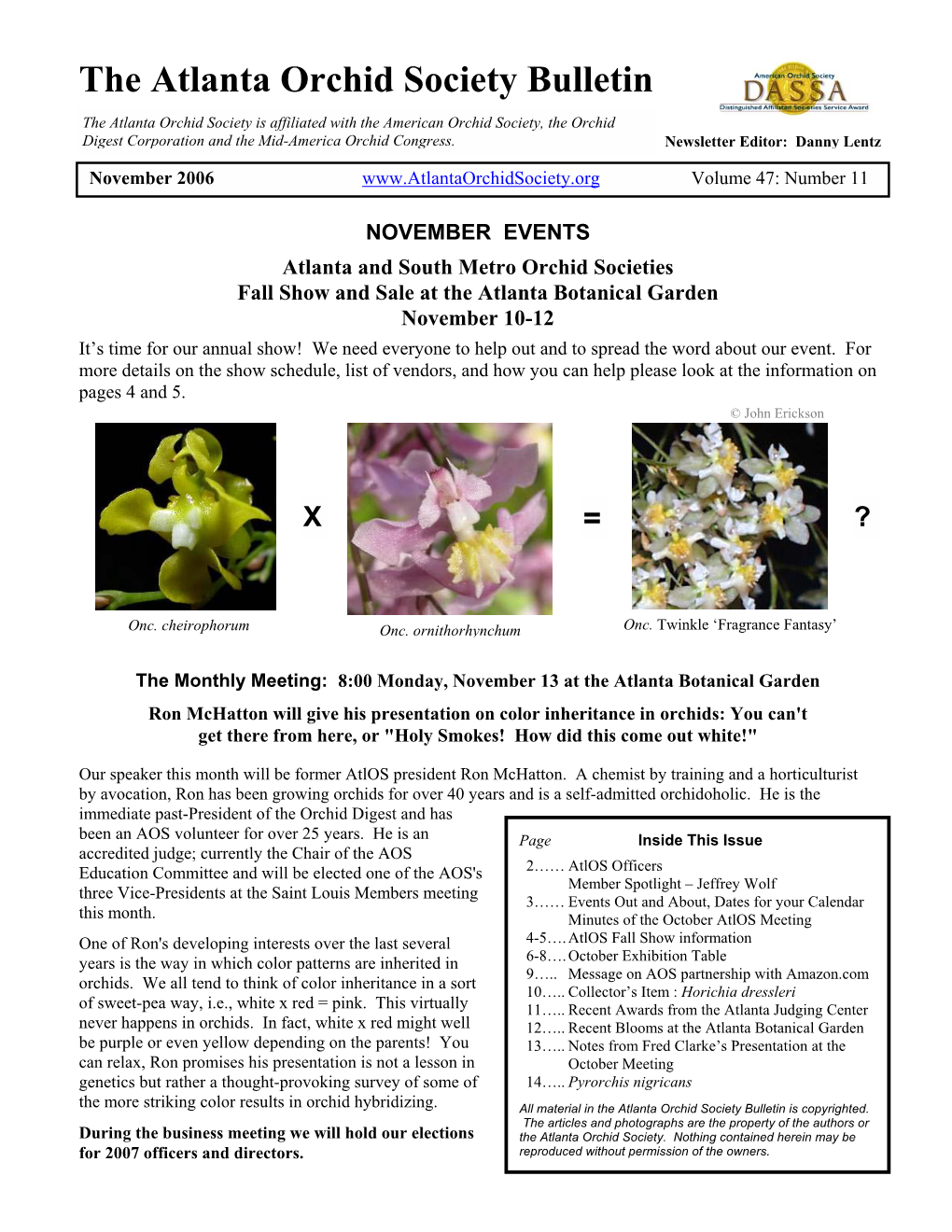 Atlanta Orchid Society Newsletter