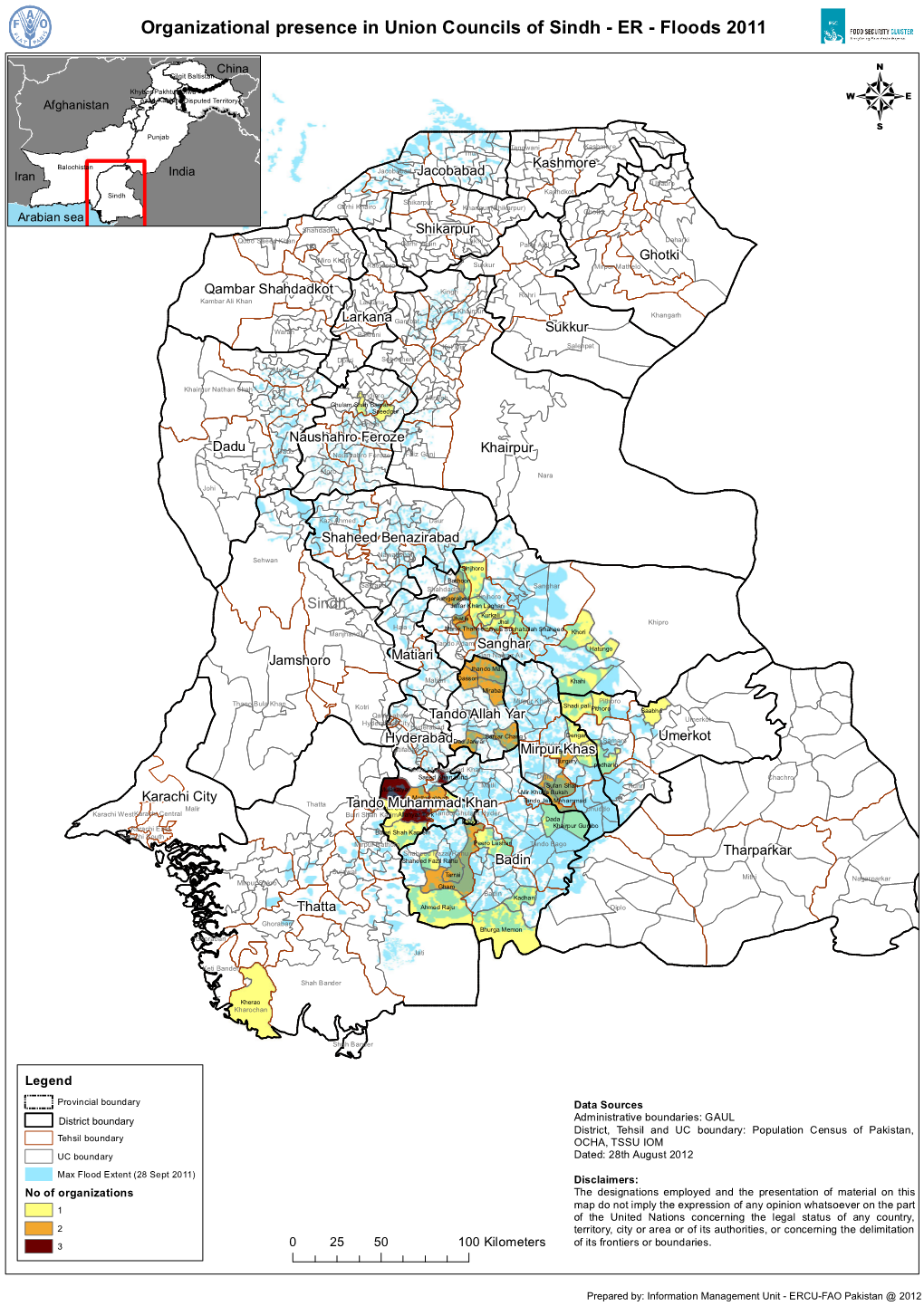 Organizational Presence in Union Councils of Sindh - ER - Floods 2011