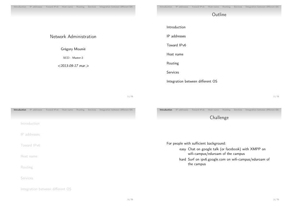 Network Administration IP Addresses