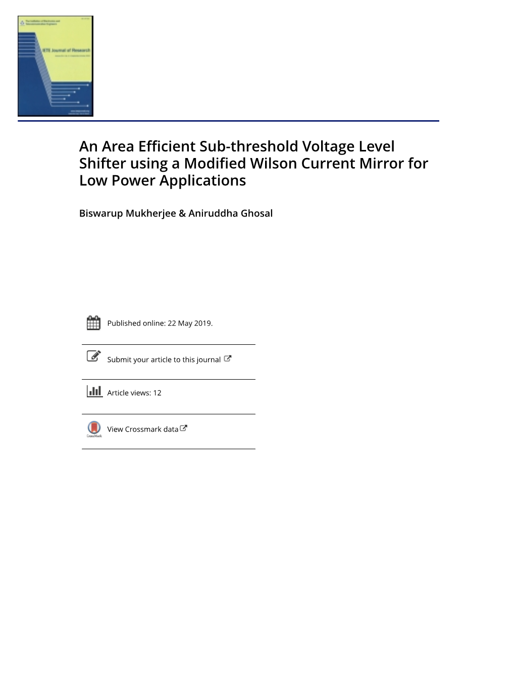 An Area Efficient Sub-Threshold Voltage Level Shifter Using a Modified Wilson Current Mirror for Low Power Applications
