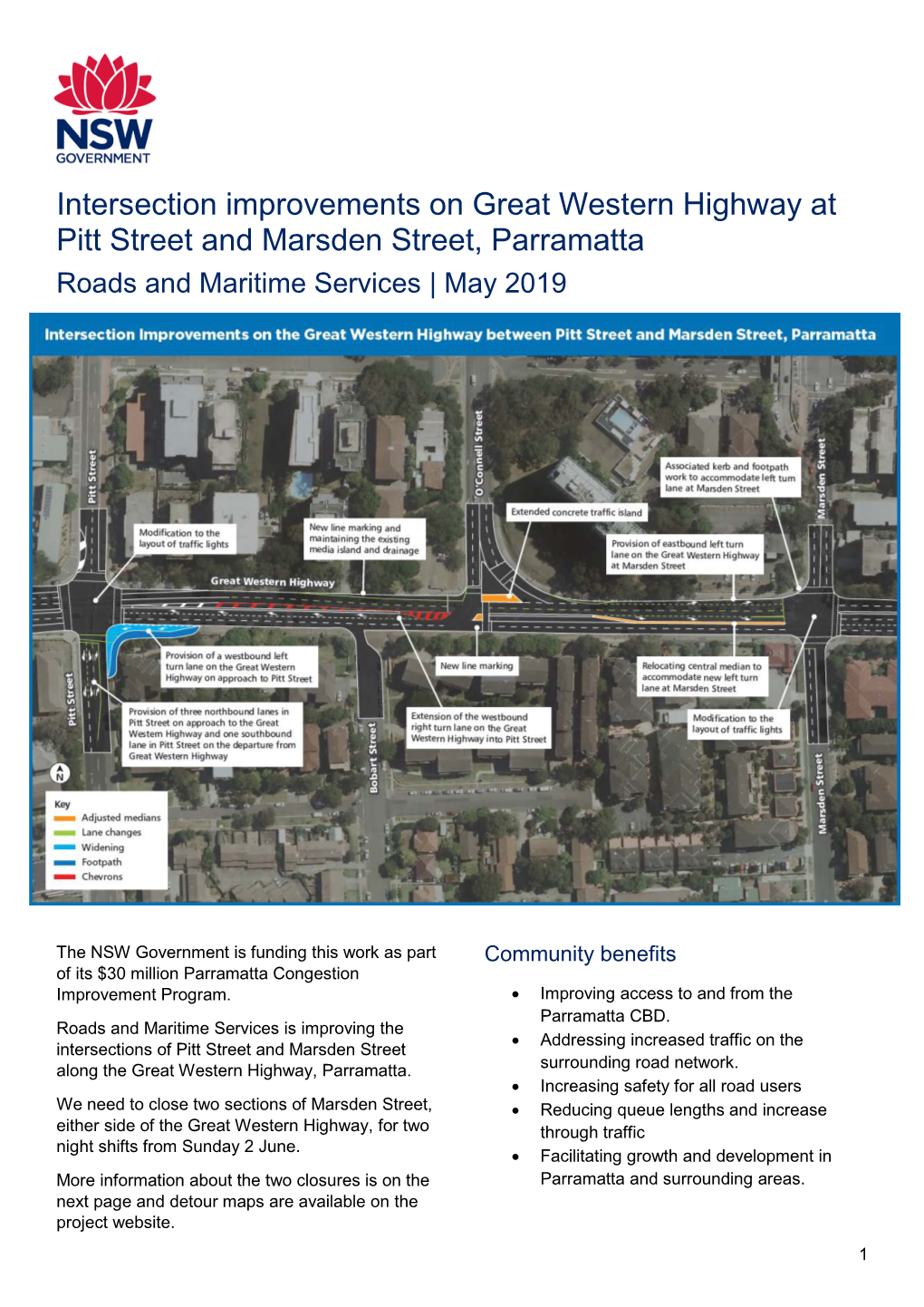 Intersection Improvements on Great Western Highway at Pitt Street and Marsden Street, Parramatta Roads and Maritime Services | May 2019