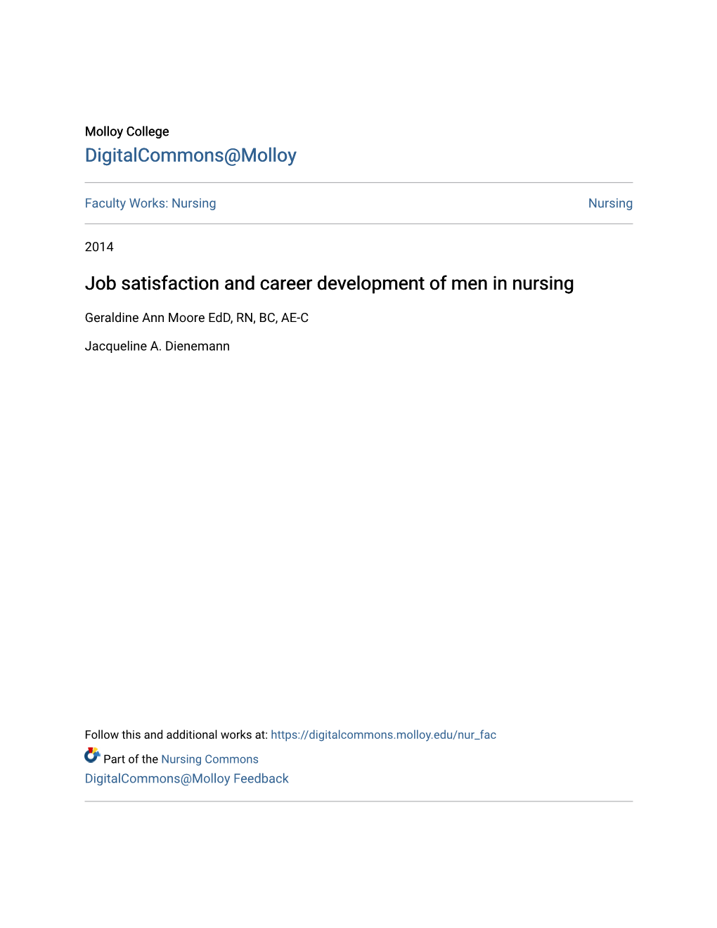 Job Satisfaction and Career Development of Men in Nursing