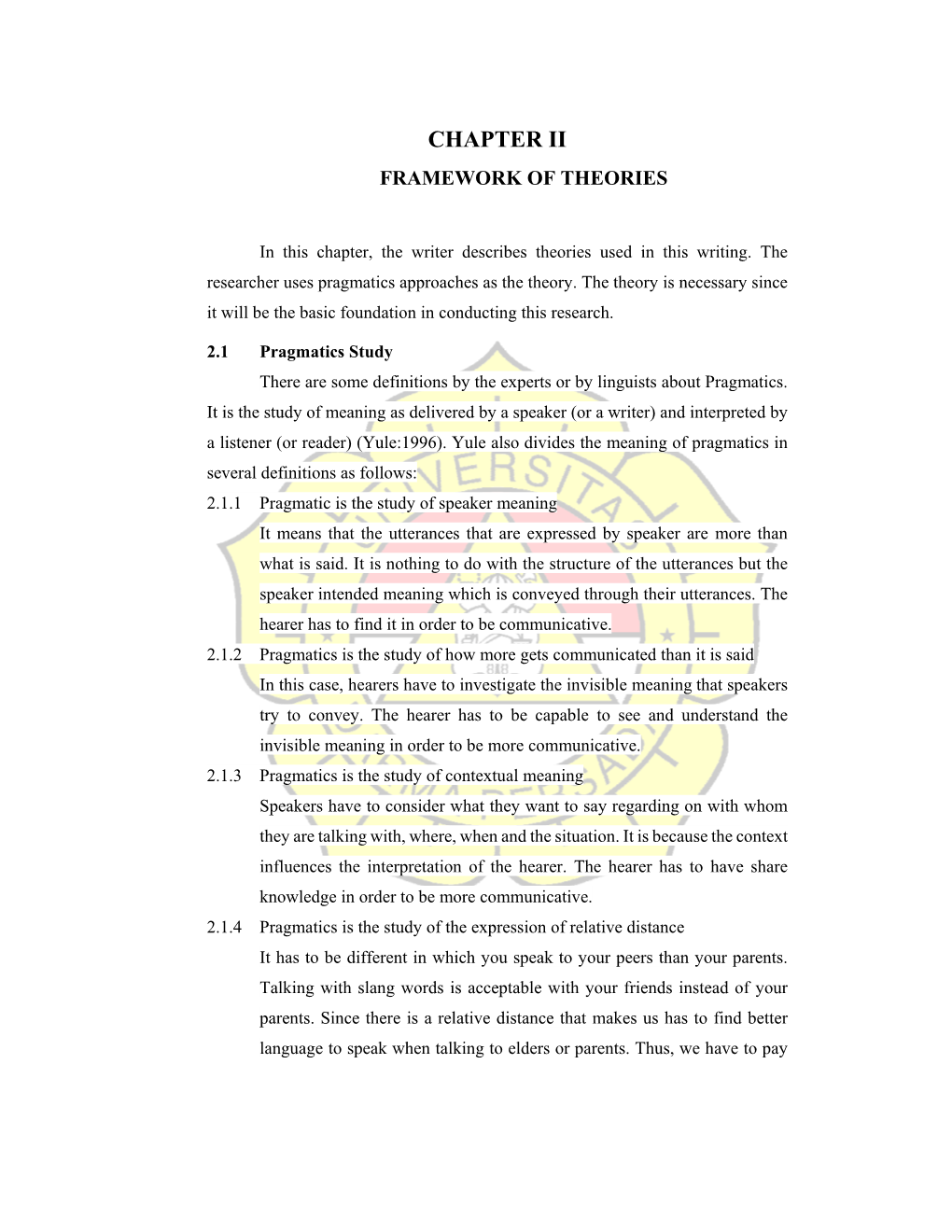 Chapter Ii Framework of Theories