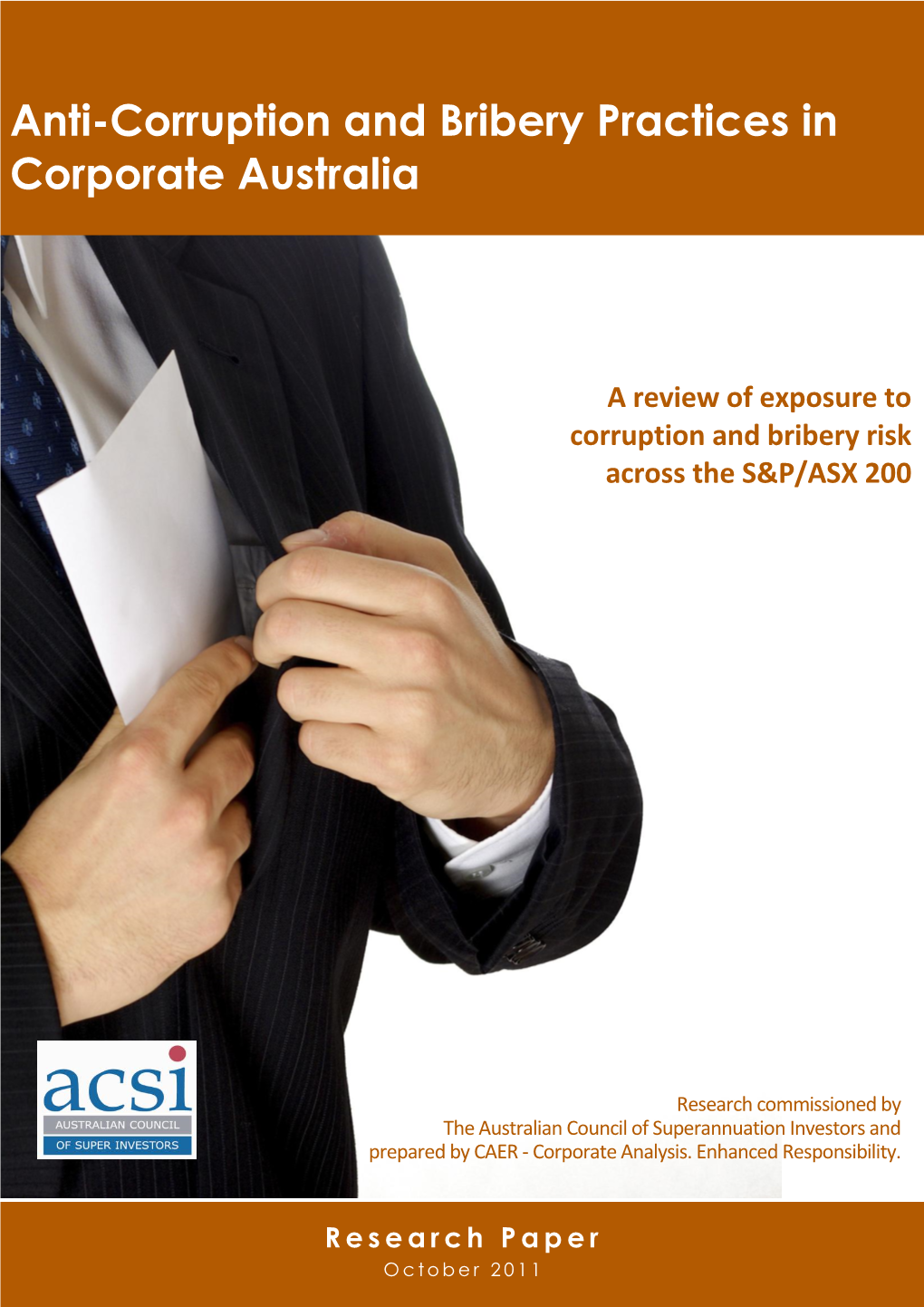 Anti-Corruption and Bribery Practices in Corporate Australiaoctober 2011 1
