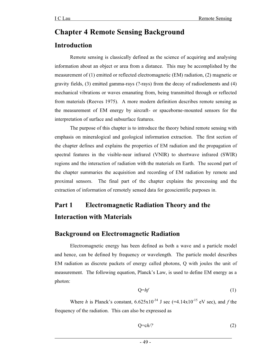 Chapter 4 Remote Sensing Background Introduction