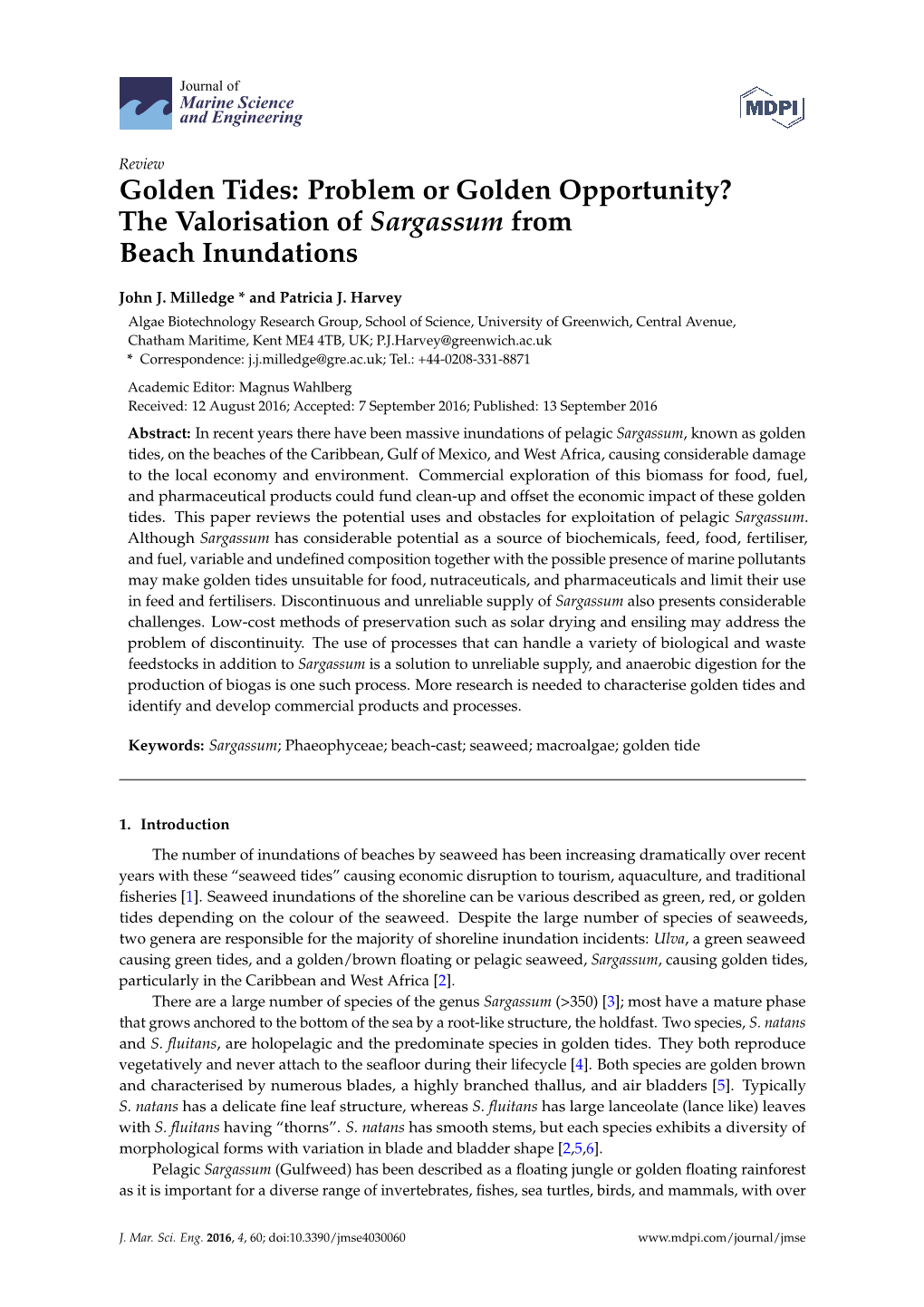 The Valorisation of Sargassum from Beach Inundations