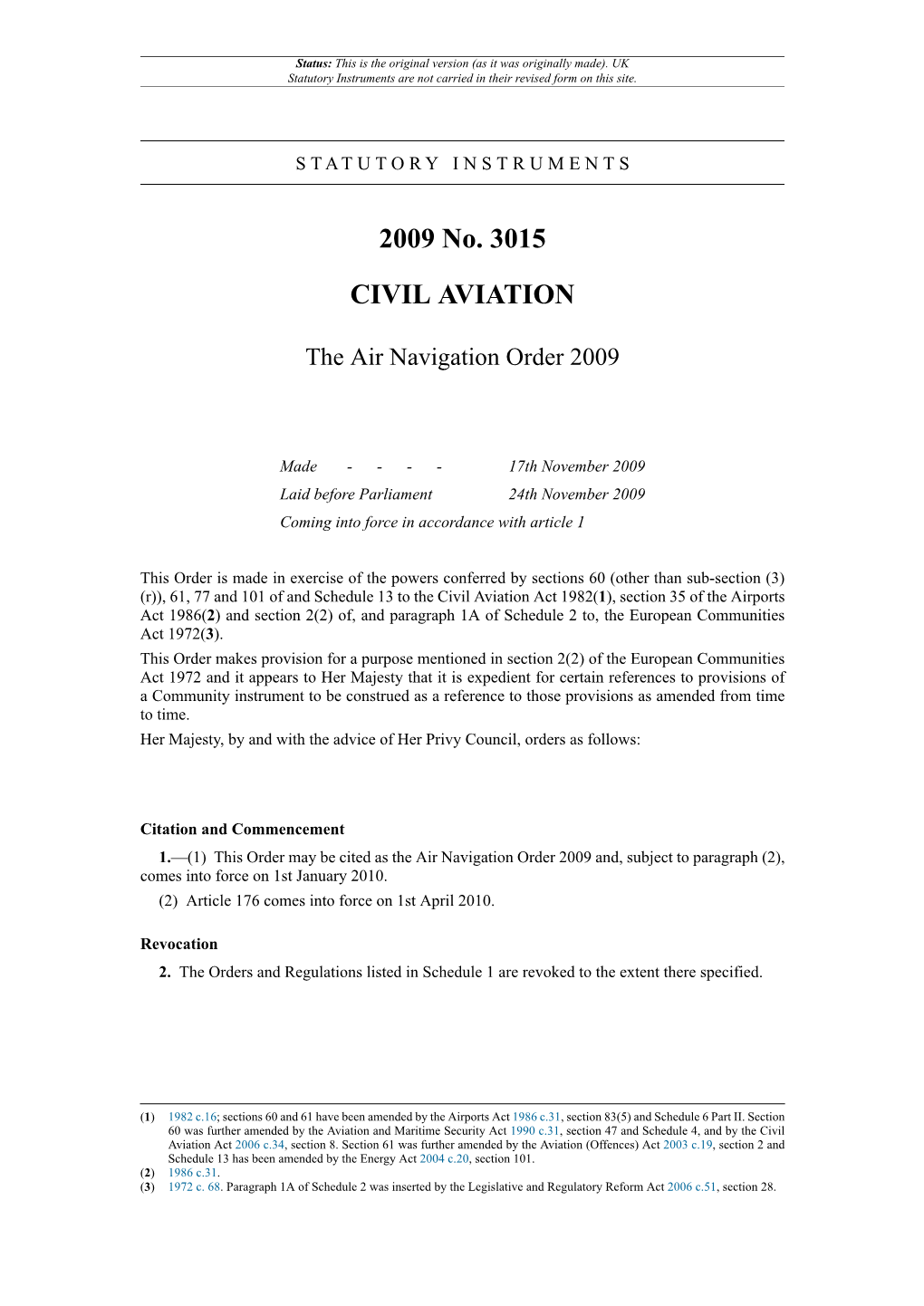 The Air Navigation Order 2009