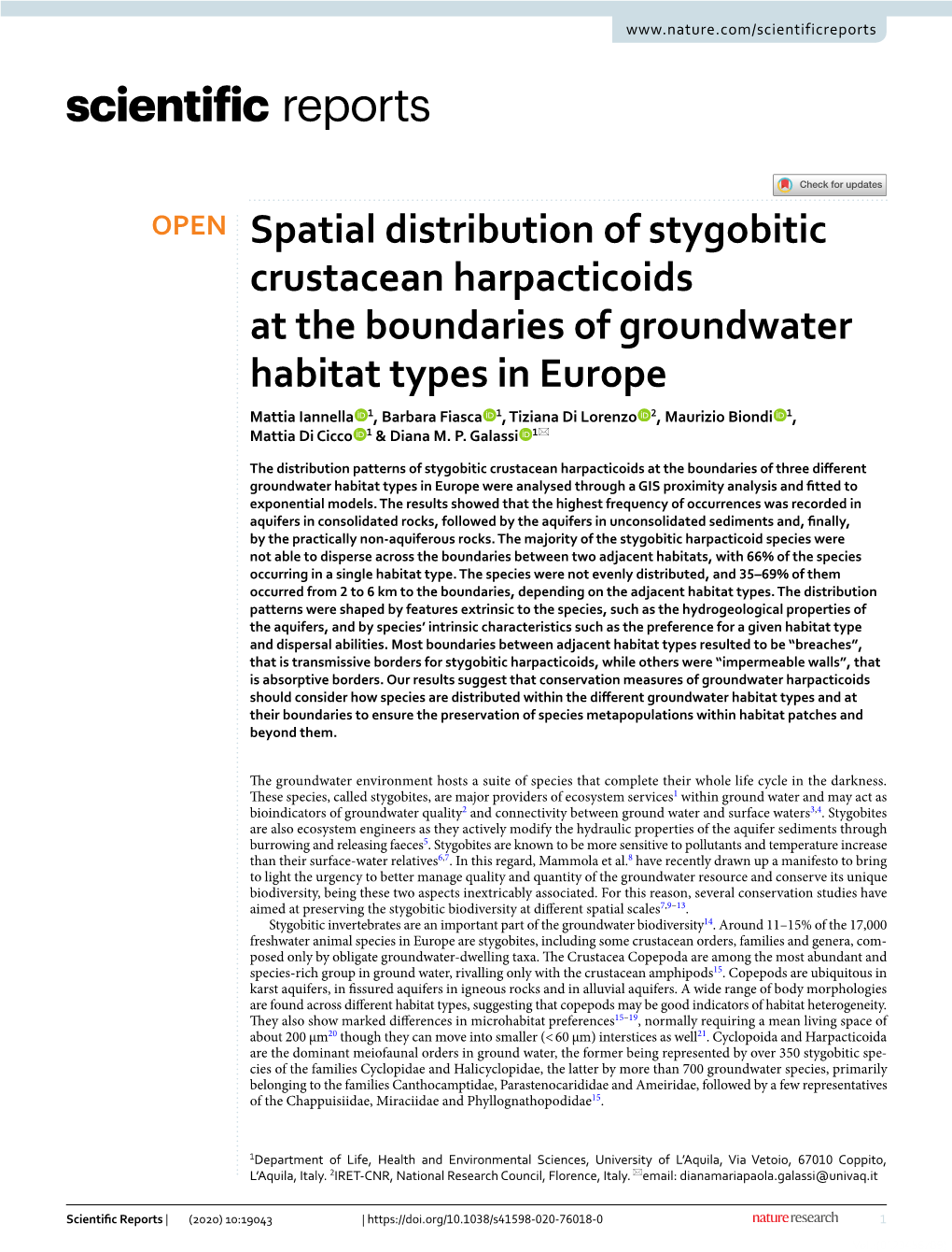 Spatial Distribution of Stygobitic Crustacean Harpacticoids at The