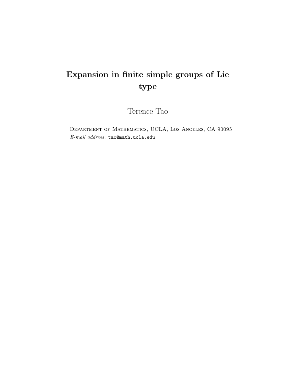 Expansion in Finite Simple Groups of Lie Type