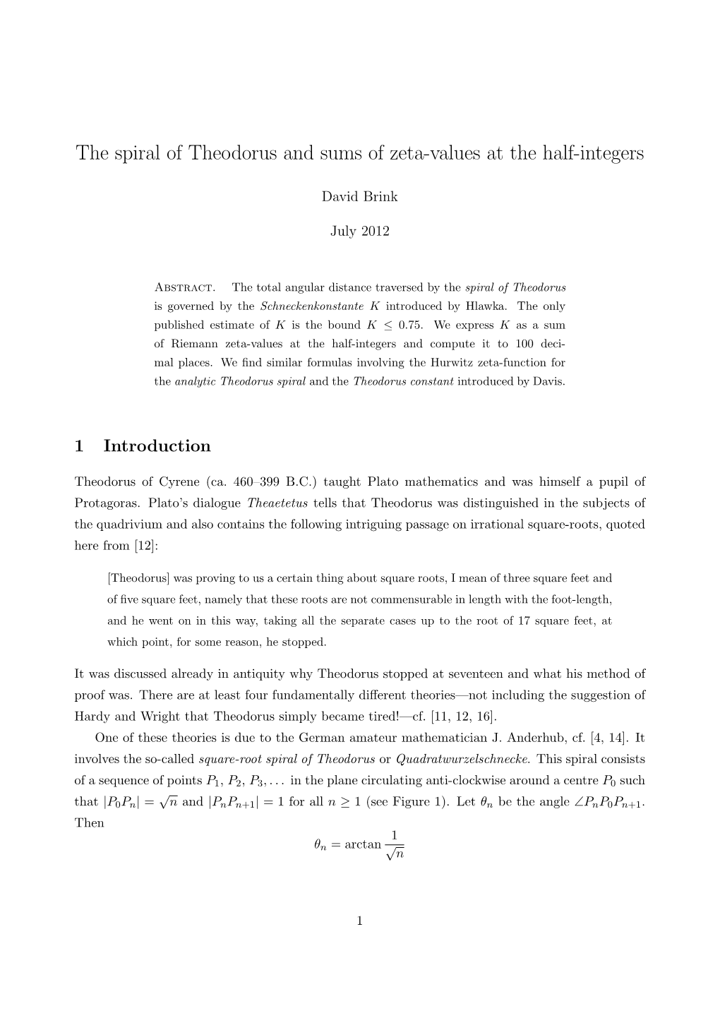 The Spiral of Theodorus and Sums of Zeta-Values at the Half-Integers