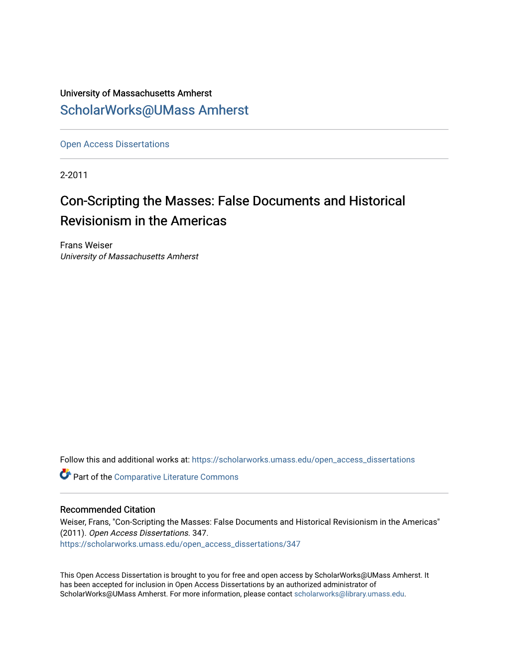 Con-Scripting the Masses: False Documents and Historical Revisionism in the Americas