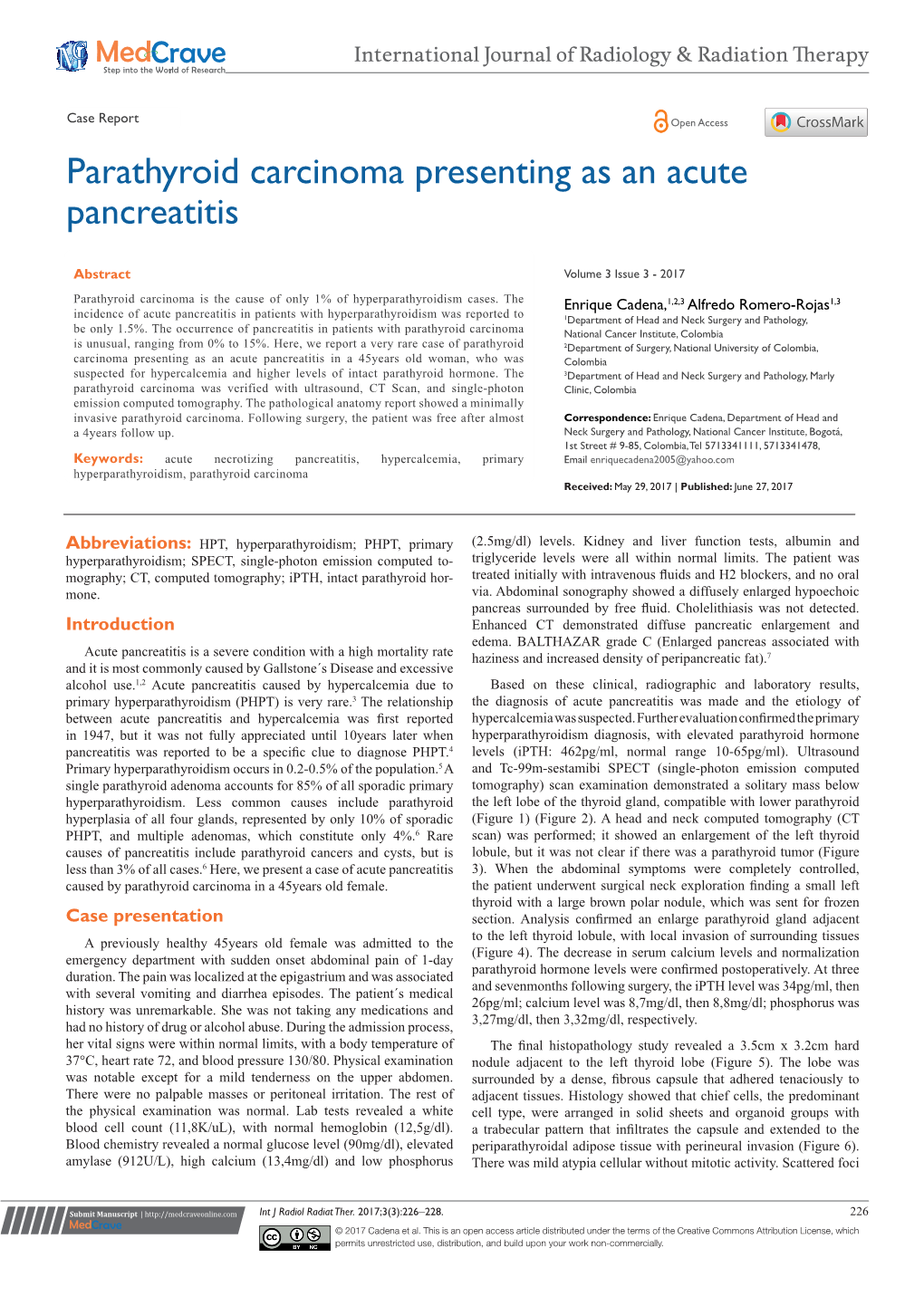 Parathyroid Carcinoma Presenting As an Acute Pancreatitis